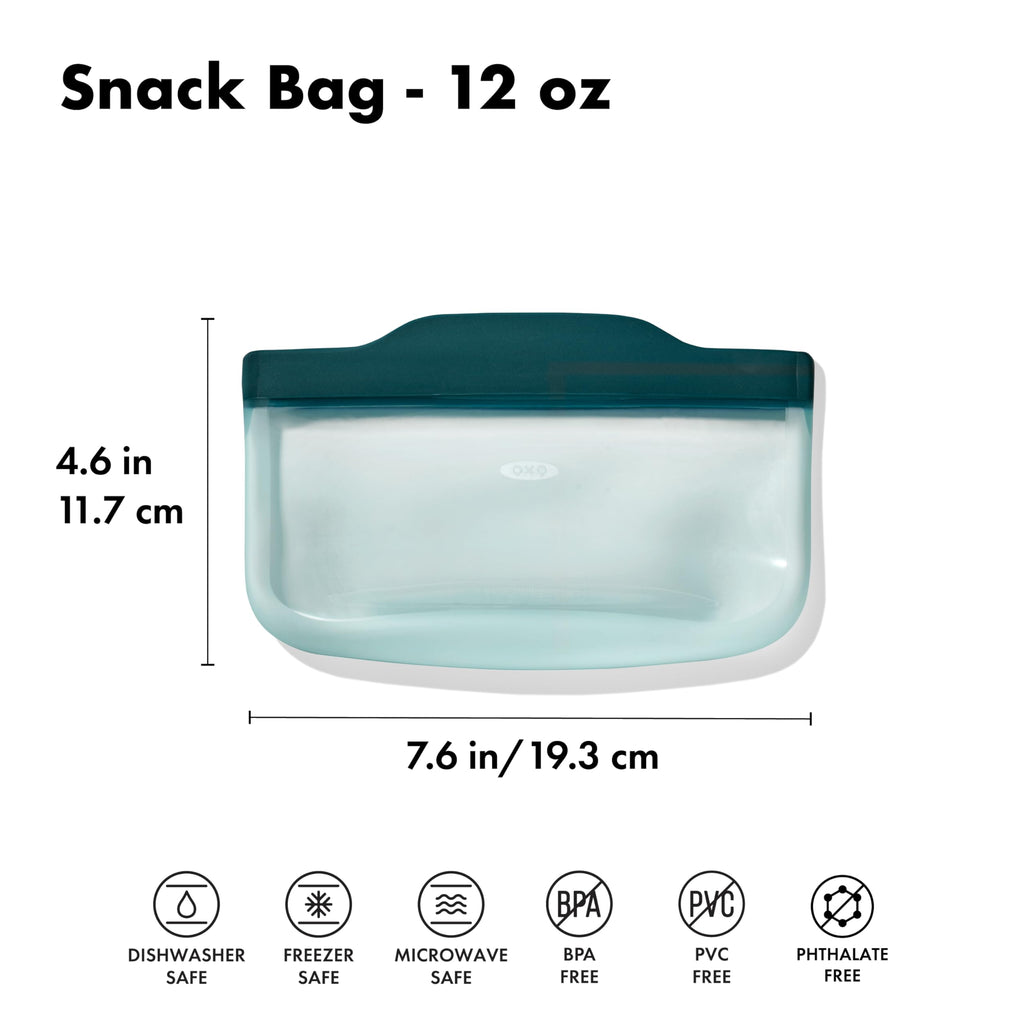 OXO Good Grips Silicone Reusable Bag – Stand-Up Snack (12 oz) – Oat