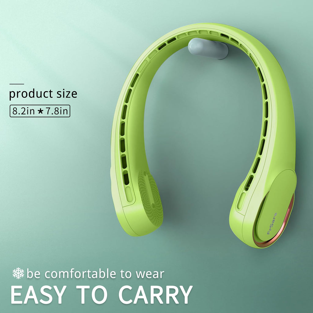 FrSara Neck Fan, Portable Personal Fan Strong Wind, 4000mAh, Air Volume,360° Cooling, No Hair Twisting, Air Volume On 2 Sides, Non-Slip, Quick Charge, Long Use Time, Gift for Women, Men, Birthday