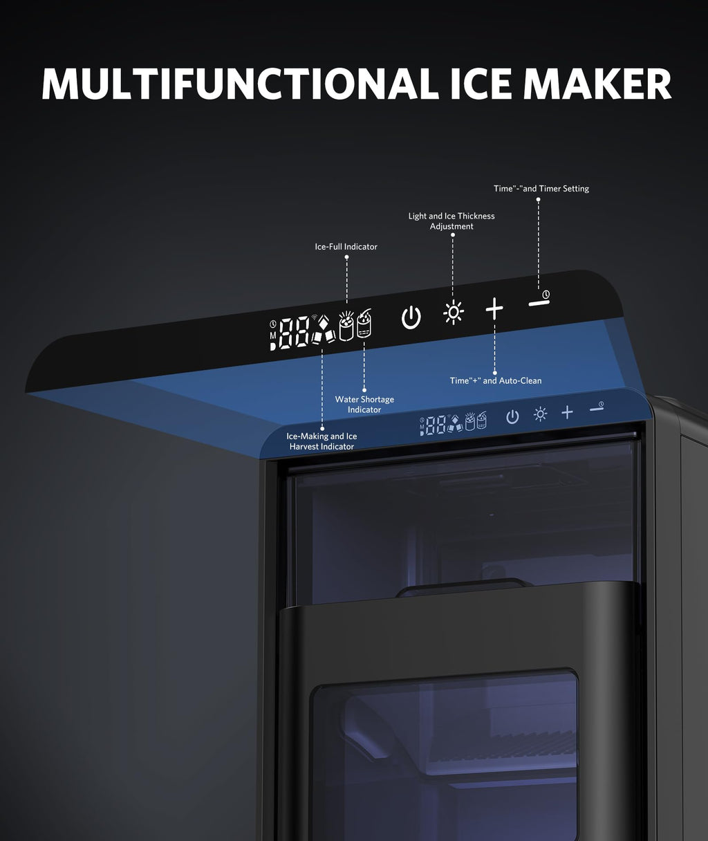 COWSAR Ice Maker Countertop, Portable Ice Machine with Self-Cleaning, 26.5 lbs/24Hrs, 8 Ice Cubes in 6 Mins, Ice Basket and Scoop, Ideal for Home, Kitchen, Bar, Camping