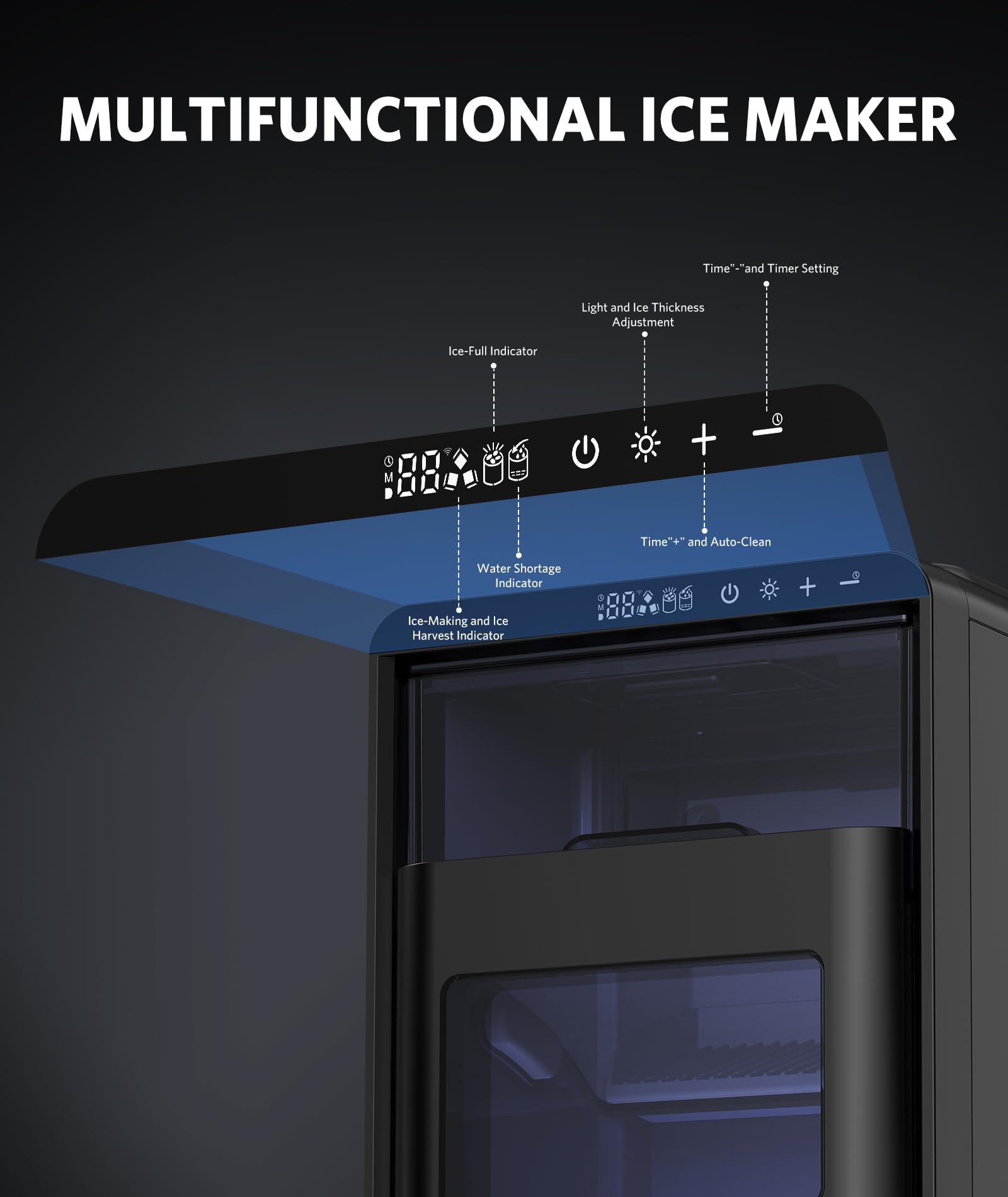 COWSAR Ice Maker Countertop, Portable Ice Machine with Self-Cleaning, 26.5 lbs/24Hrs, 8 Ice Cubes in 6 Mins, Ice Basket and Scoop, Ideal for Home, Kitchen, Bar, Camping
