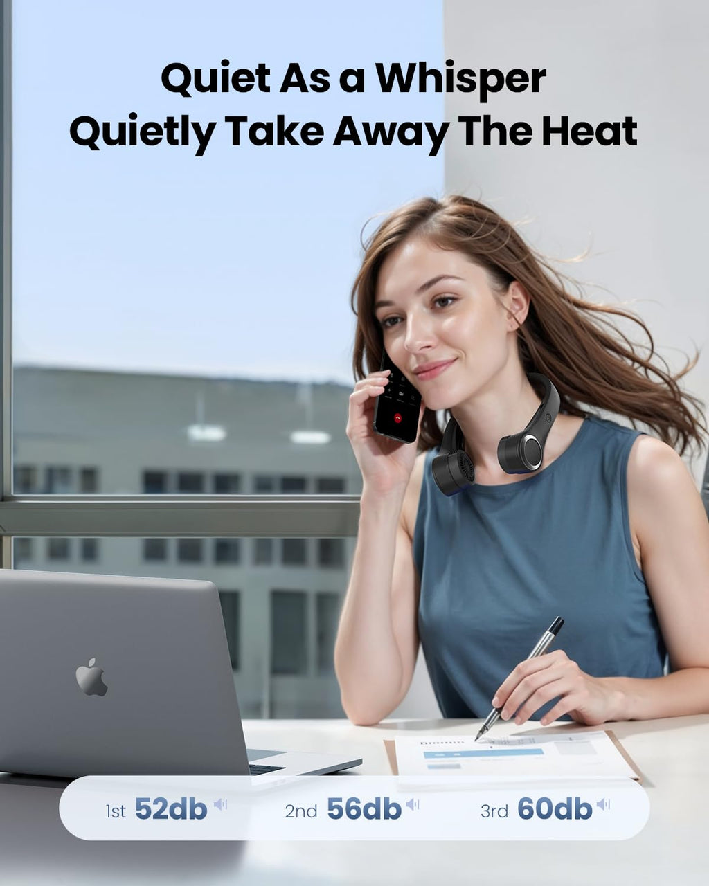 Gaiatop Portable Neck Fan, 4000mAh Rechargeable Hands Free Bladeless Mini Fans, 3 Speeds Air Outlet Can Rotate 70°, Free Adjustment Personal Wearable Cooling Fan Suitable for Travel Office Purple