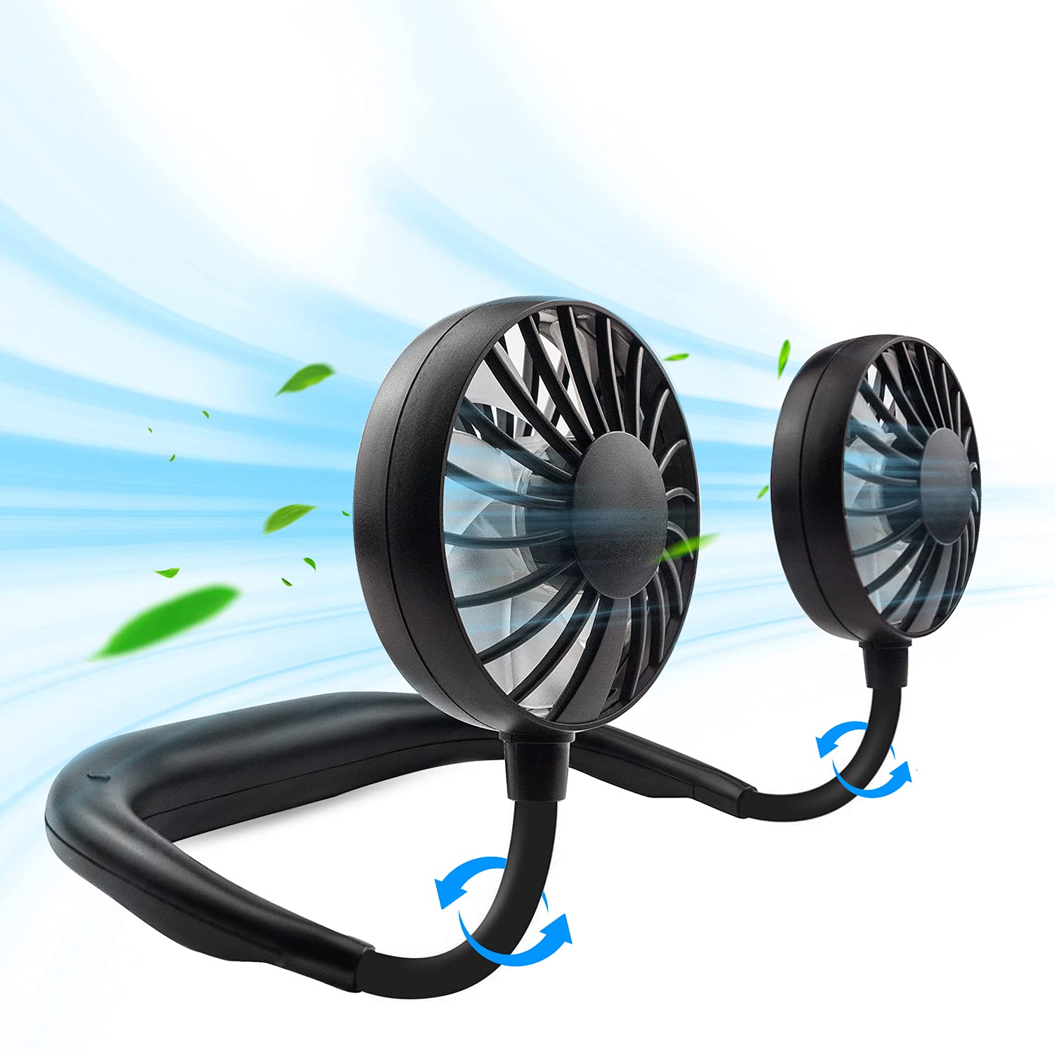 JUANANIUG Portable Neck Fan Rechargeable Personal HandFree Fan Mini USB Wearable Neckband Sport Fan 3 Speed Adjustable 360 Degrees Rotation Perfect for Working Traveling Office Reading (Red Black)