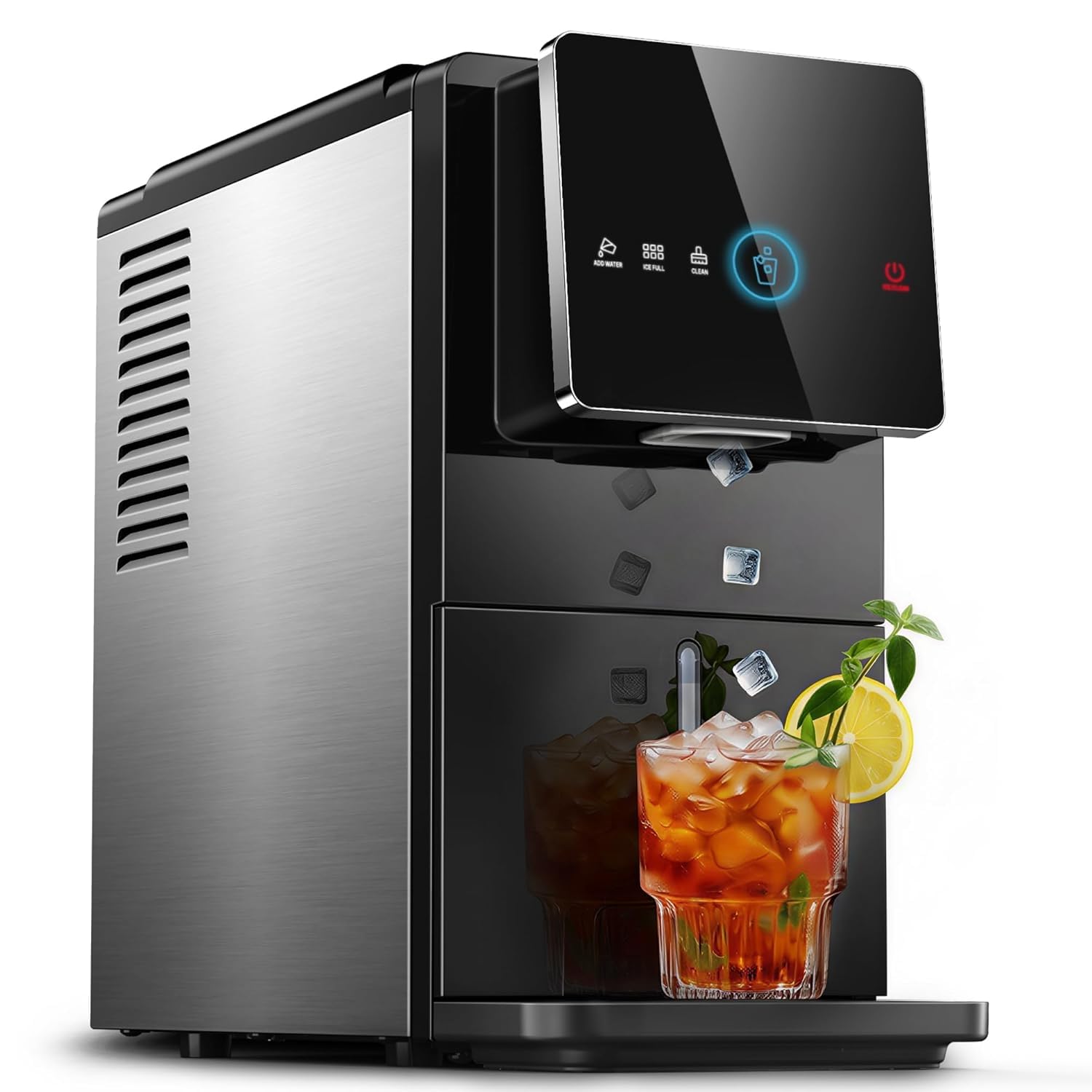 Silonn Nugget Ice Maker Countertop, Auto Drop Ice, Self Cleaning Ice Machine, 40 lbs/24H Soft Chewable Ice, Self Dispensing Nugget Ice Maker for Home, Kitchen and Party