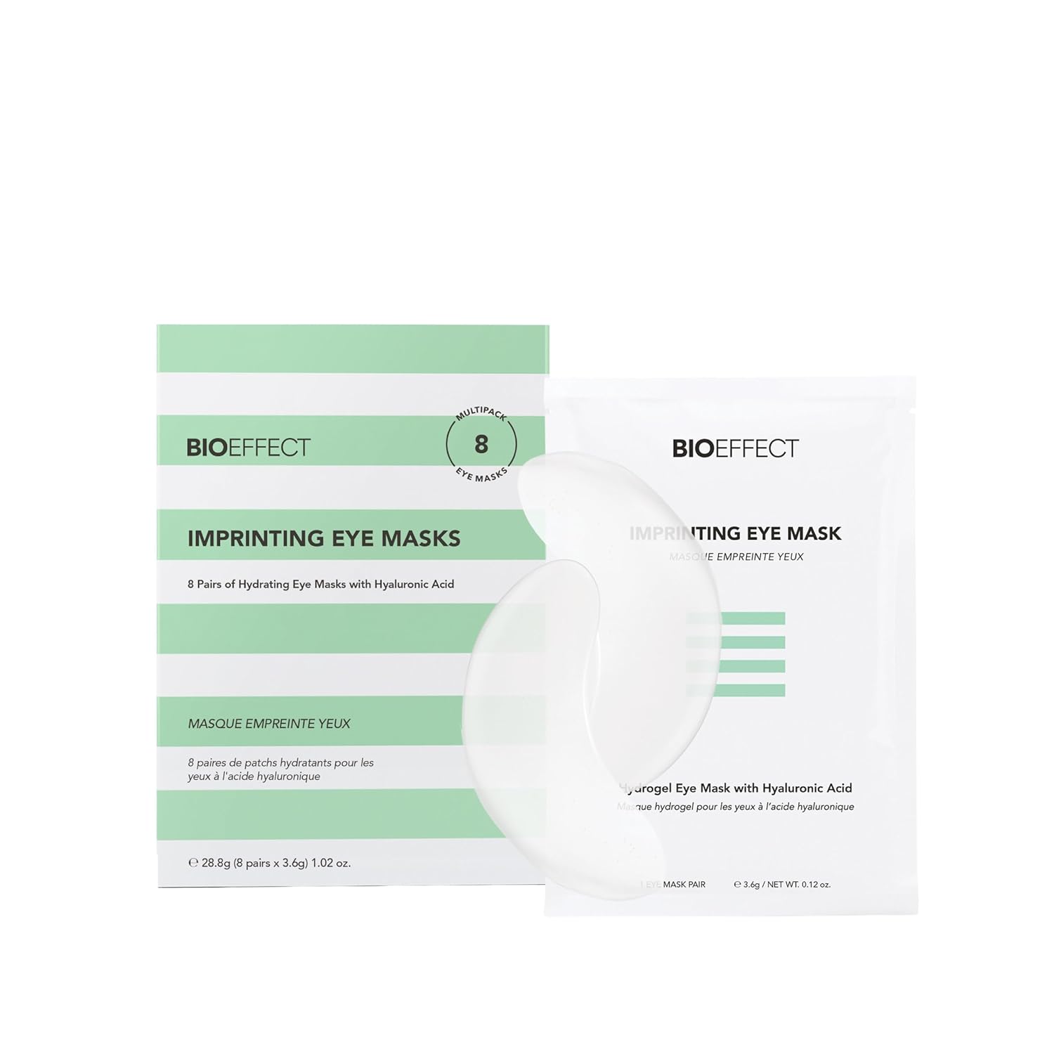 BIOEFFECT Imprinting Eye Masks | Hydrogel Under Eye Masks with Hyaluronic Acid for Puffiness and Dark Under-Eye Circles, 8 Pairs