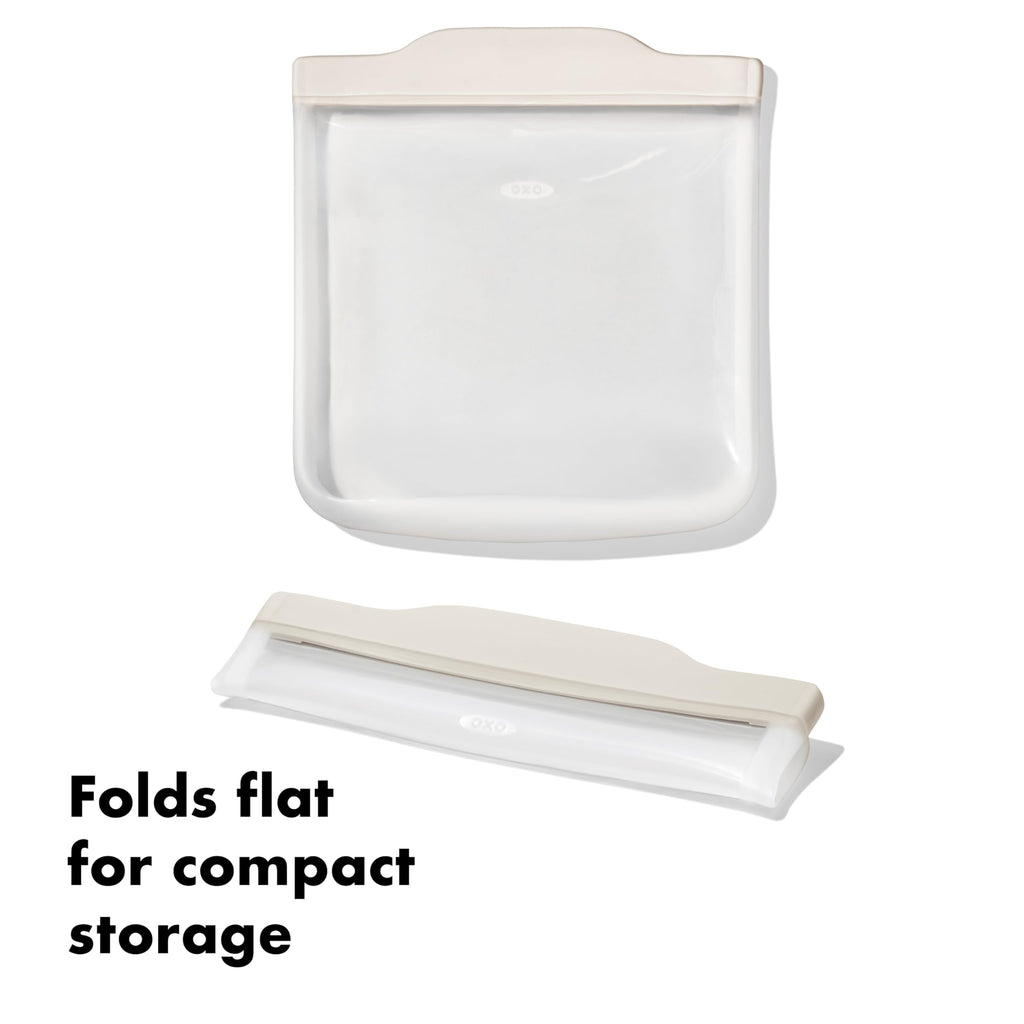 OXO Good Grips Silicone Reusable Bag – Stand-Up Snack (12 oz) – Oat