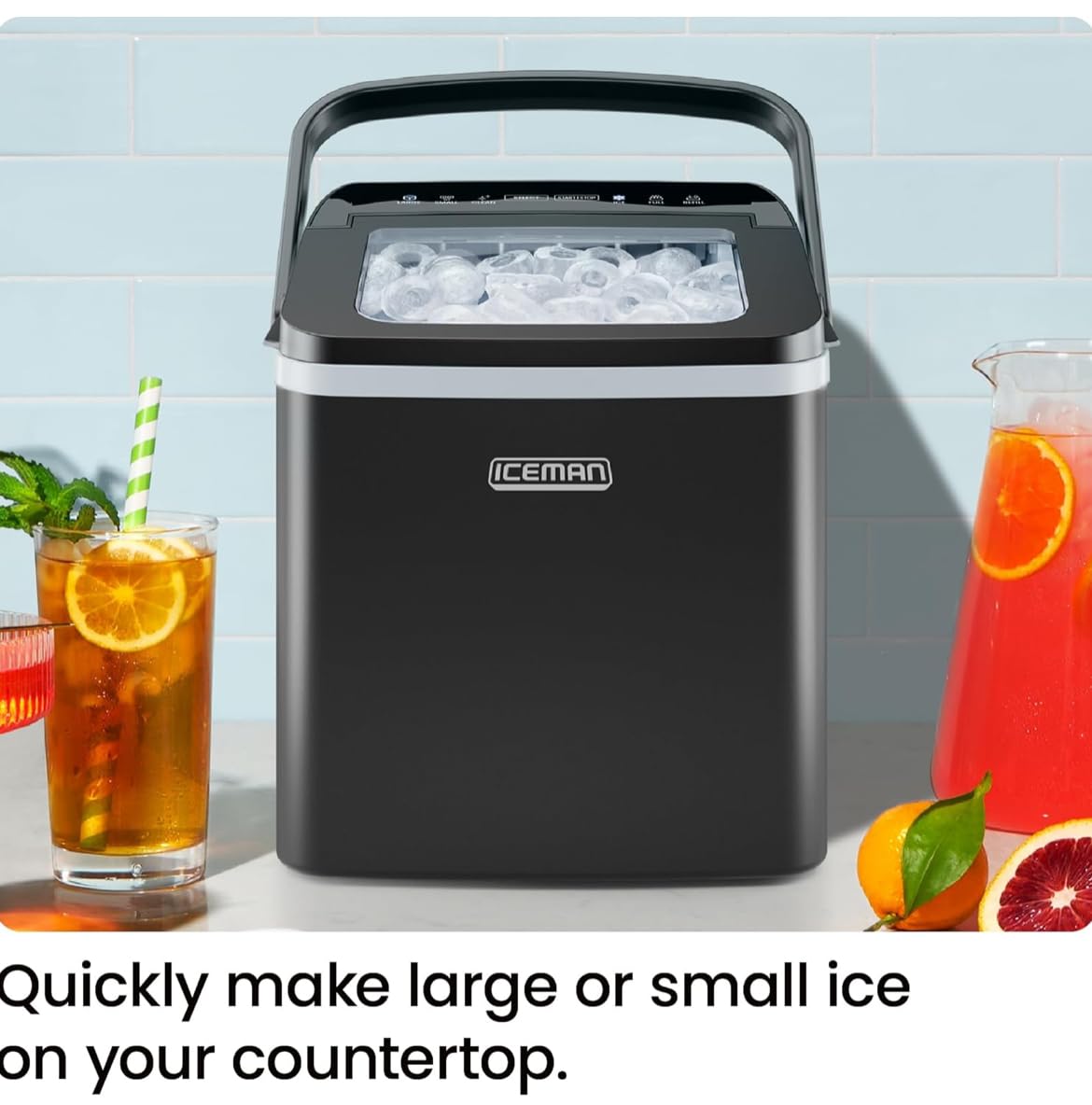 Iceman Pebble Ice Machine, Countertop Nugget Ice Maker Produces Chewable Pellet Ice in 20 Minutes, Makes 33lbs/Day, with One-Touch Cleaning Function and Ice Scoop/Basket Included – Stainless Steel