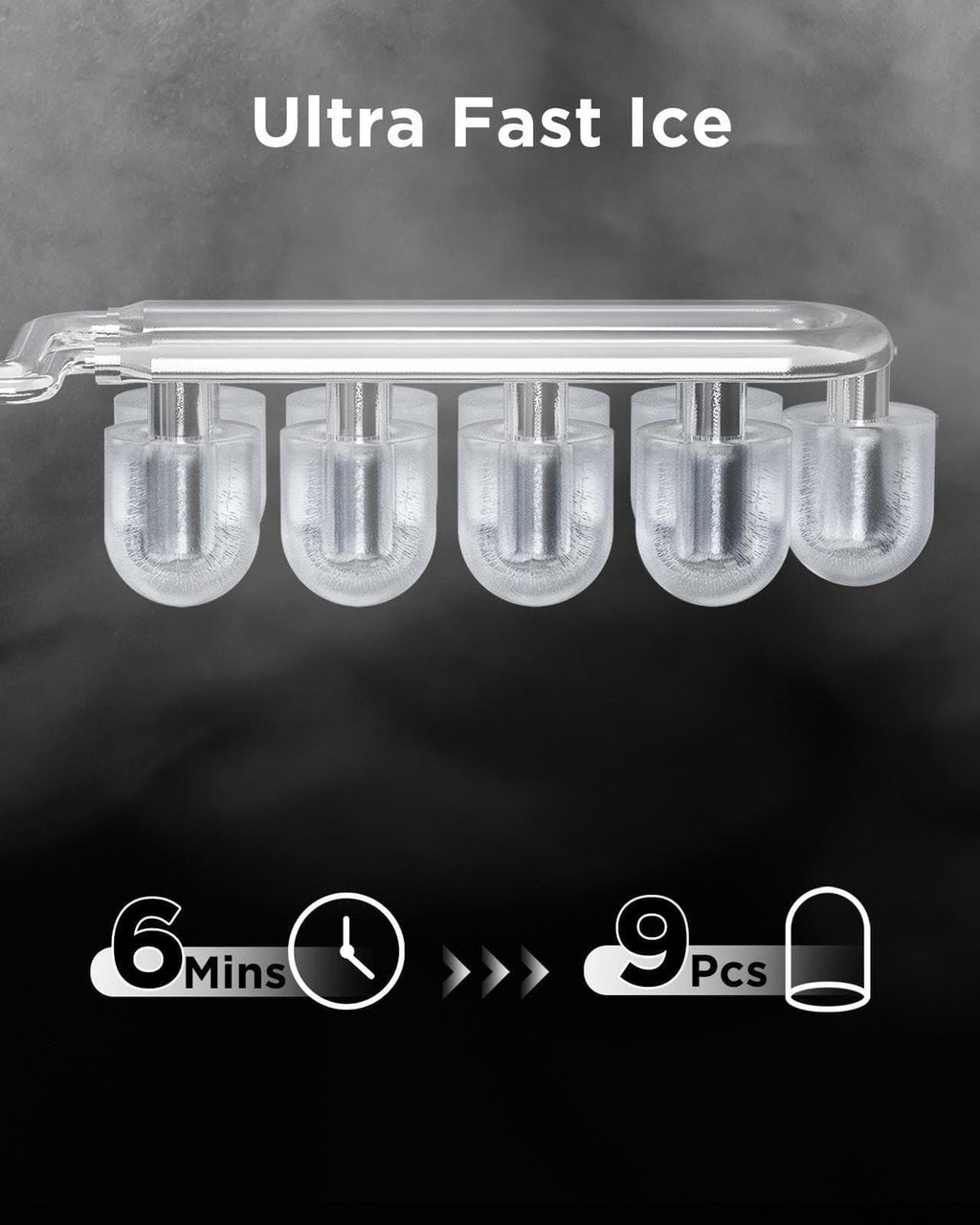 Ice Maker Countertop, Portable Ice Machine Ready in 6 Minutes with 9 Cubes 26LBS in 24H, Self-Cleaning with Ice Scoop and Basket, Two Sizes of Bullet Ice for Home Kitchen Office, Bar and Parties
