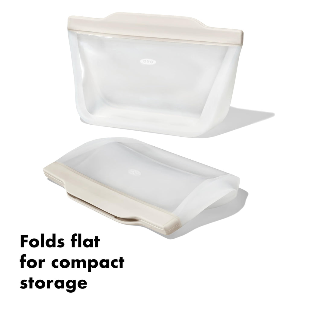 OXO Good Grips Silicone Reusable Bag – Stand-Up Snack (12 oz) – Oat