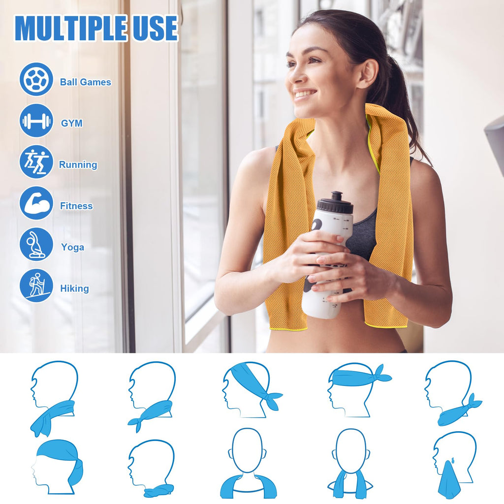 4 Pack Cooling Towel for Gym Fitness Yoga Hiking,Hot Weather Cool Towels Cloth Rags Wrap for Neck Face(4 Pack-02)
