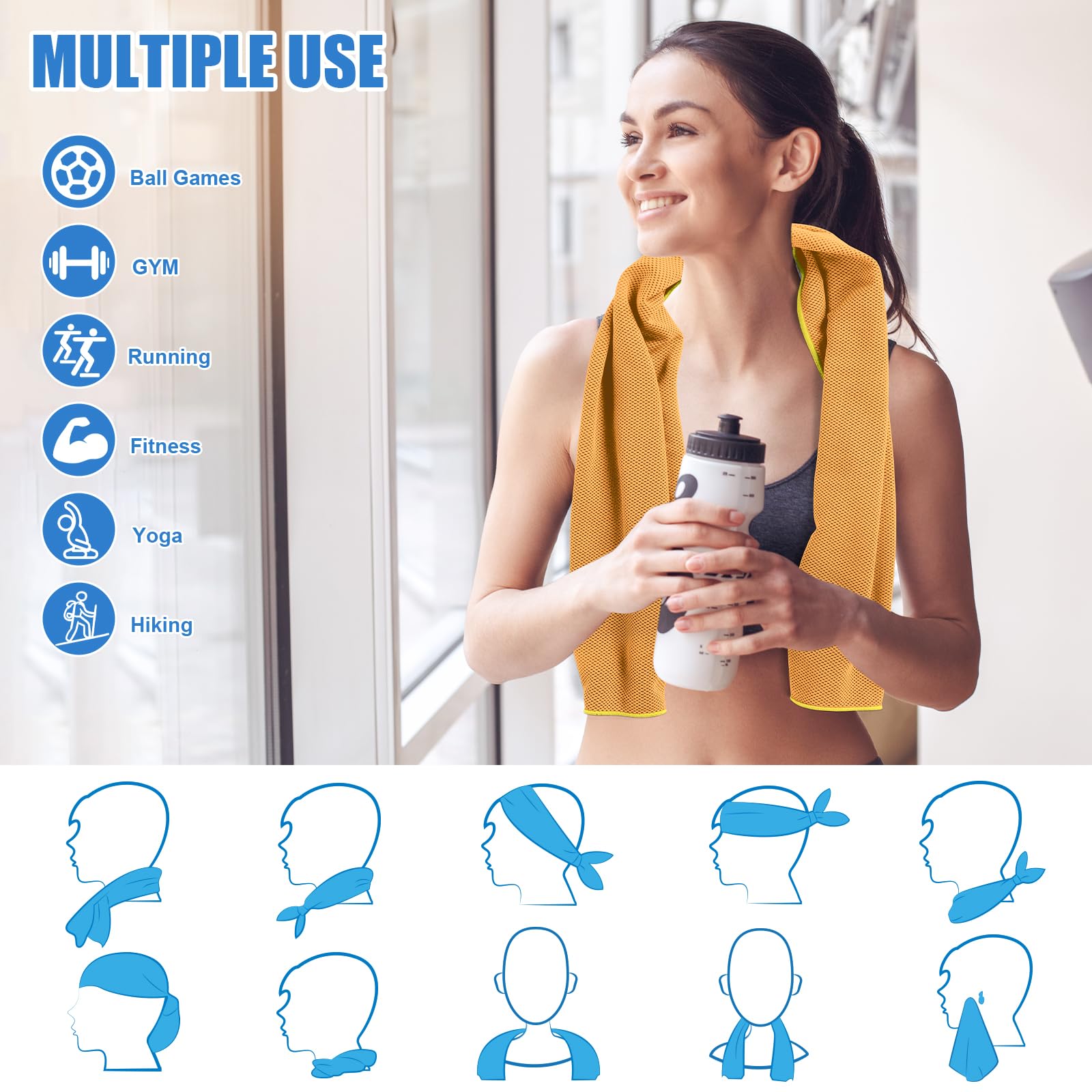 4 Pack Cooling Towel for Gym Fitness Yoga Hiking,Hot Weather Cool Towels Cloth Rags Wrap for Neck Face(4 Pack-02)