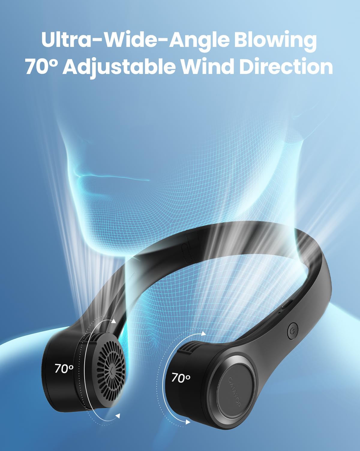 Gaiatop Portable Neck Fan, 4000mAh Rechargeable Hands Free Bladeless Mini Fans, 3 Speeds Air Outlet Can Rotate 70°, Free Adjustment Personal Wearable Cooling Fan Suitable for Travel Office Purple