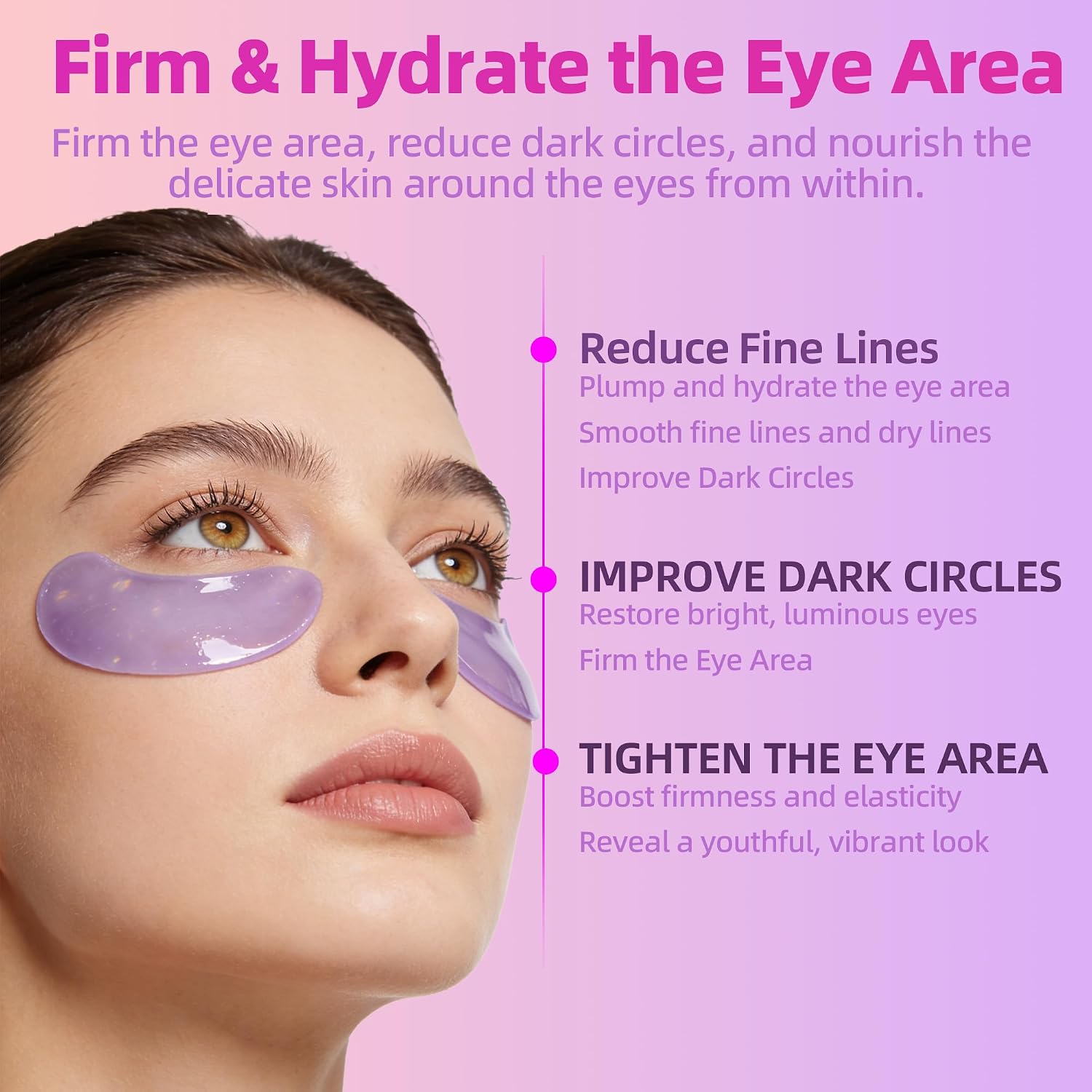 Aero Zen Collagen Under Eye Patches, Hydrating Gel Eye Masks with Hyaluronic Acid for Dark Circles, Puffiness, Under Eye Bags & Wrinkles, Ideal Beauty Gift for Women, 24 Pairs（Lavender）