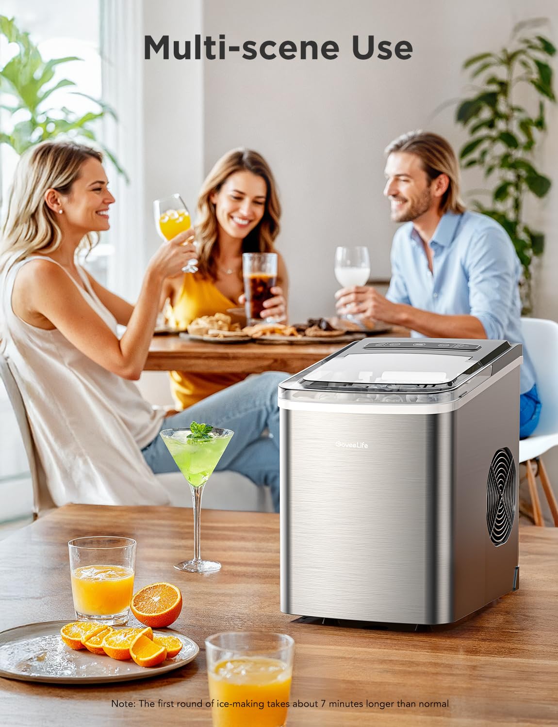 GoveeLife Smart Countertop Ice Makers, Portable Ice Maker Machine with Self-Cleaning, 6 Mins 9 Bullet Ice, 26lbs/24Hrs, Voice Remote for Home Kitchen Party Camping, with Ice Scoop Stainless Silver | Ice Maker with 26lbs/Day, App and Voice Control, Self-Cl
