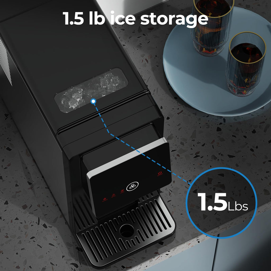 Electactic Nugget Ice Makers Countertop, Portable Ice Maker with Self-Cleaning, 35Lbs Per Day, Self Dispensing Design, One-Click Operation, 1.8L Water Tank, 1.5Lbs Ice Storage, for Home/Office/Kitchen