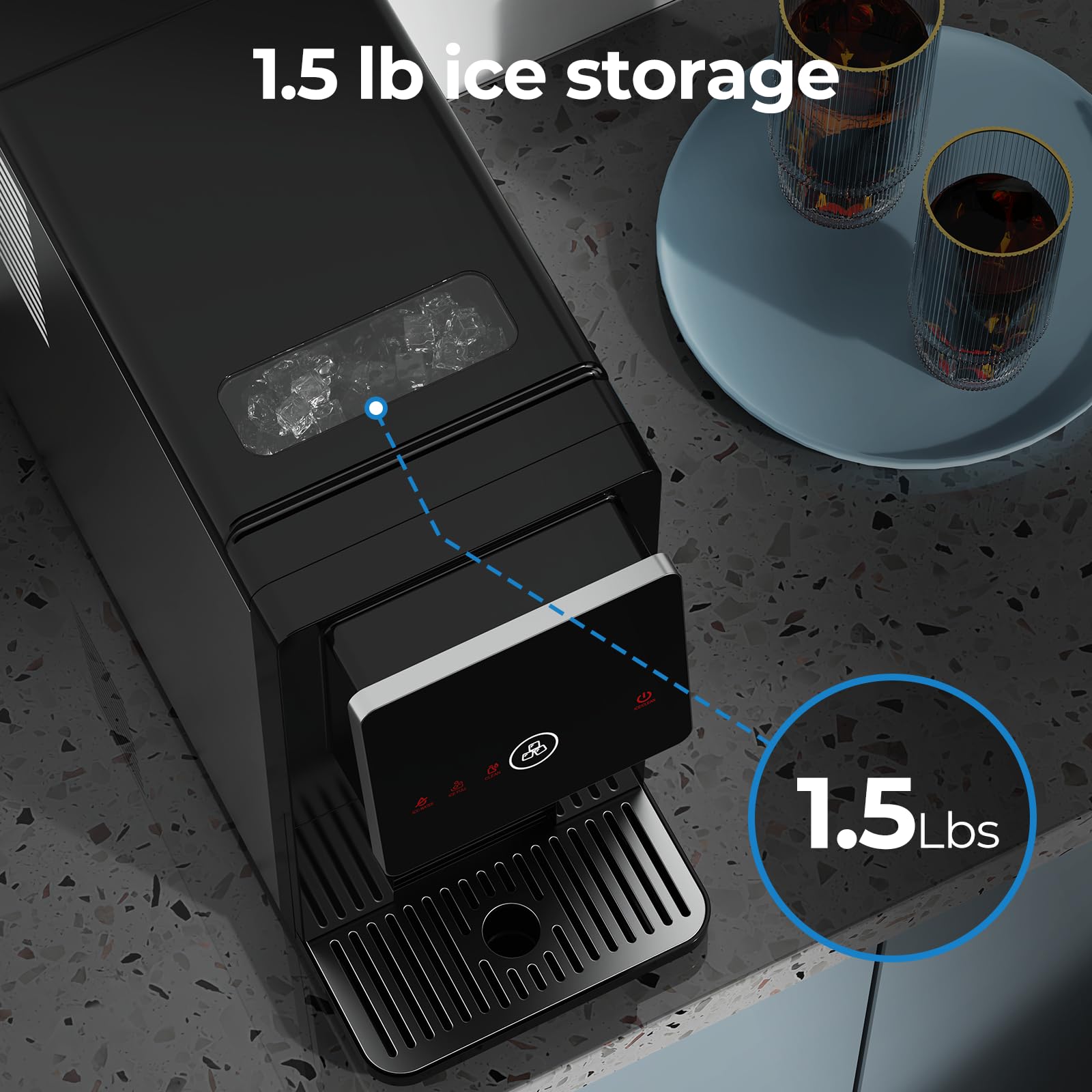 Electactic Nugget Ice Makers Countertop, Portable Ice Maker with Self-Cleaning, 35Lbs Per Day, Self Dispensing Design, One-Click Operation, 1.8L Water Tank, 1.5Lbs Ice Storage, for Home/Office/Kitchen