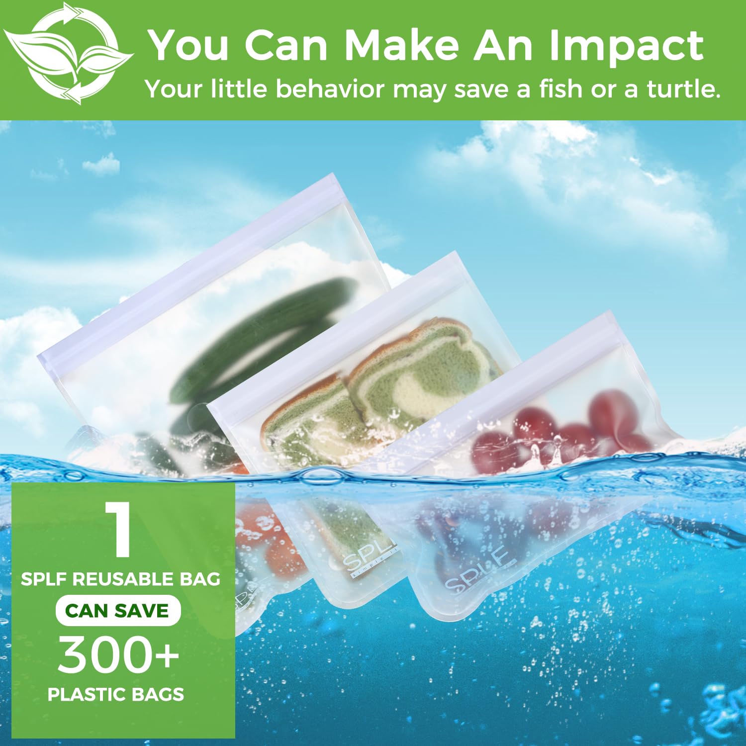 SPLF 6 Pack Reusable Gallon Freezer Bags Dishwasher Safe, BPA FREE Reusable Food Storage Bags, Extra Thick Leakproof Silicone Free 1 Gallon Bags for Marinate Meat, Cereal, Sandwich, Snack, Travel Item