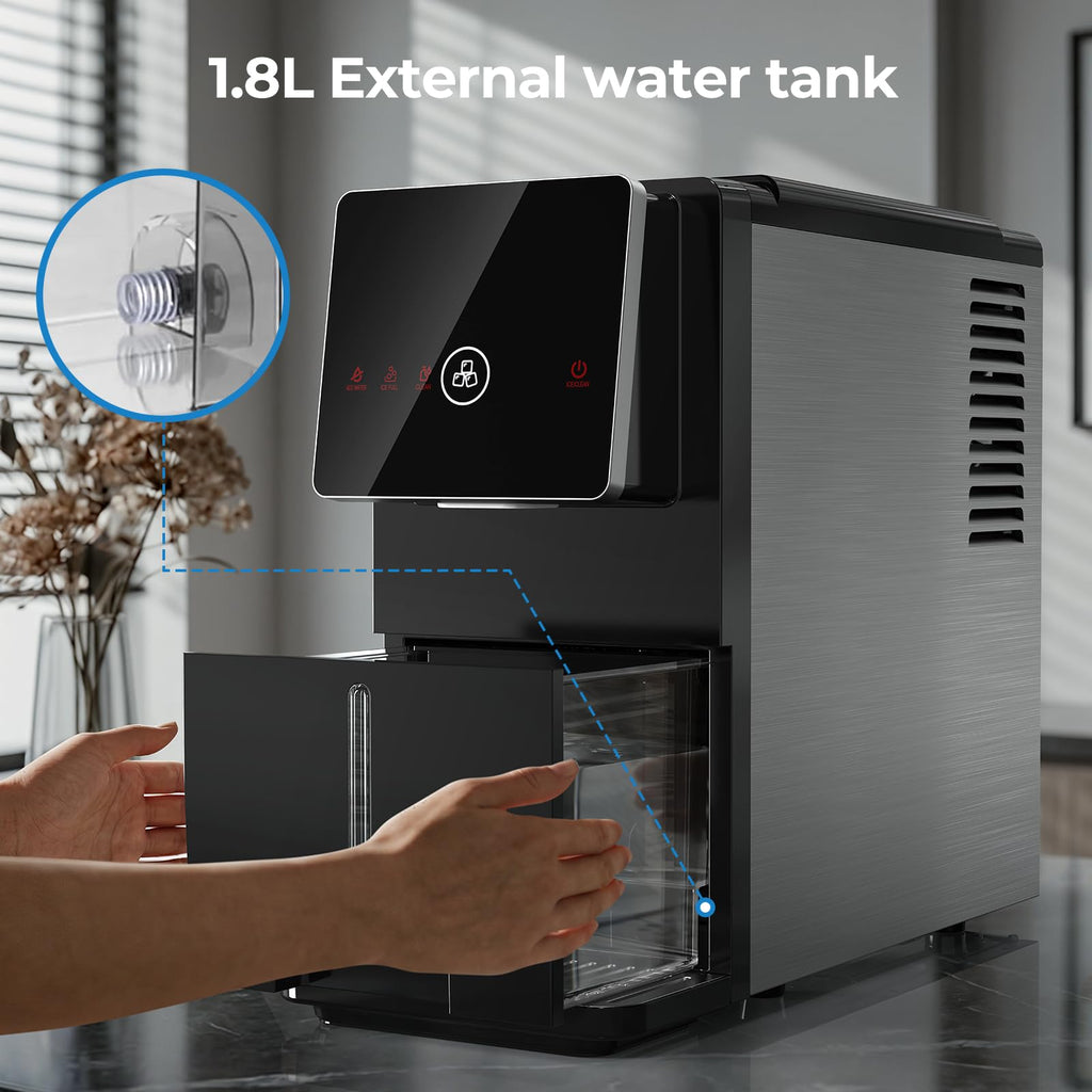 Electactic Nugget Ice Makers Countertop, Portable Ice Maker with Self-Cleaning, 35Lbs Per Day, Self Dispensing Design, One-Click Operation, 1.8L Water Tank, 1.5Lbs Ice Storage, for Home/Office/Kitchen