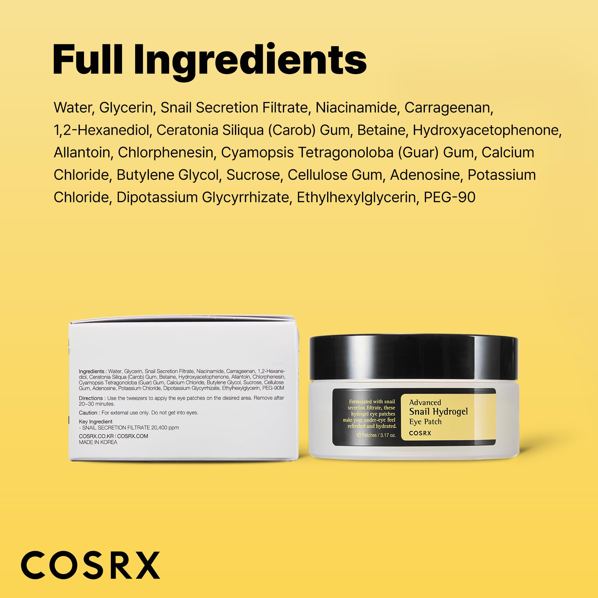 COSRX Pink Peptides Collagen Hydrogel Eye Patch for Puffy Eyes, Cooling & Firming Under Eye Patches with 4-Peptide & Caffeine (60), Depuffing Gel Eye Mask, Korean Skin Care