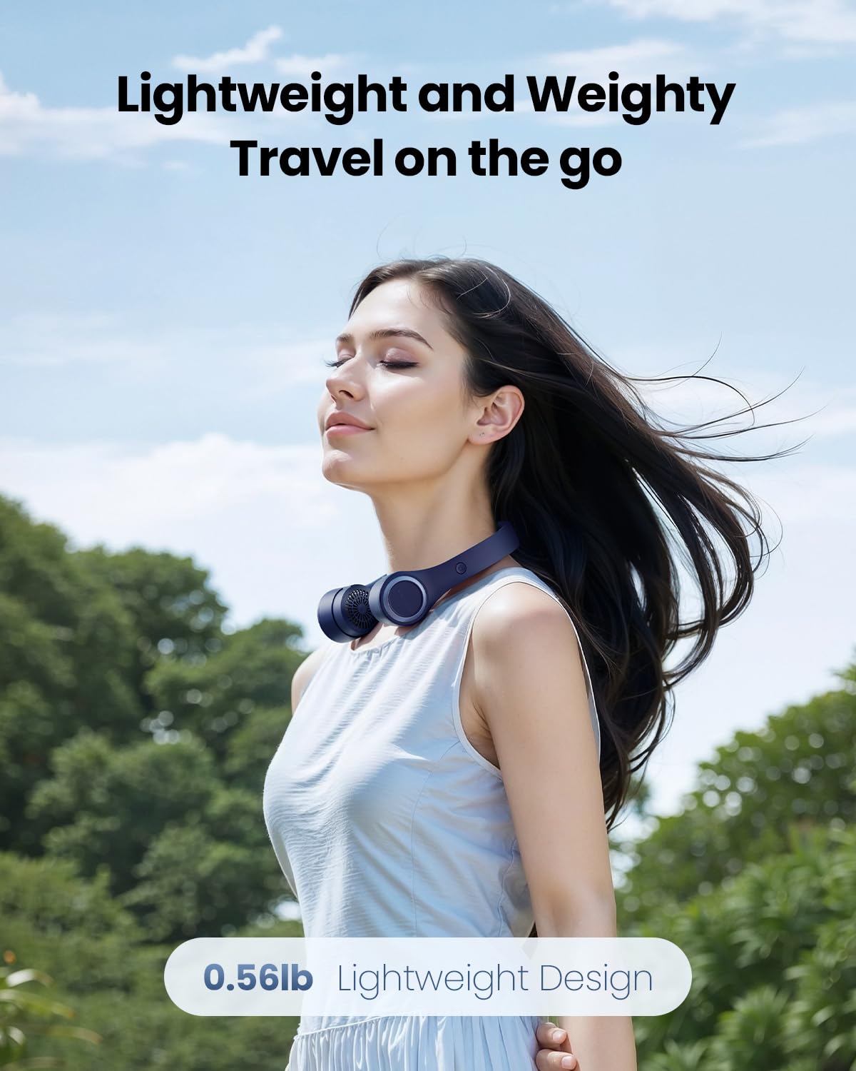 Gaiatop Portable Neck Fan, 4000mAh Rechargeable Hands Free Bladeless Mini Fans, 3 Speeds Air Outlet Can Rotate 70°, Free Adjustment Personal Wearable Cooling Fan Suitable for Travel Office Purple