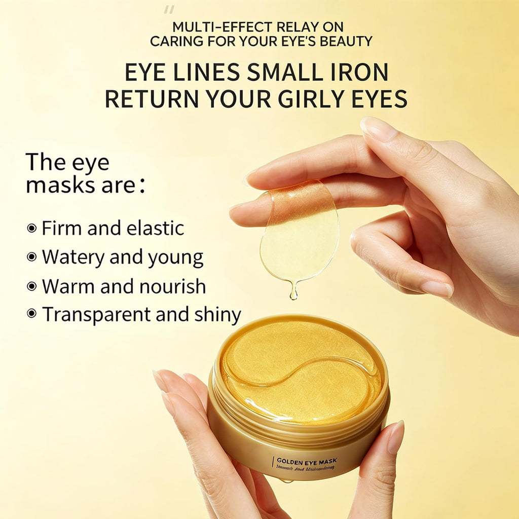 60pcs 24k Gold Eye Mask, Under Eye Patches for Dark Circles, Puffiness & Wrinkles, Hydrating Eye Mask Skincare, Eye Patches for Women, Under Eye Mask, Refresh Your Skin, Reduce Wrinkles and Fine Lines