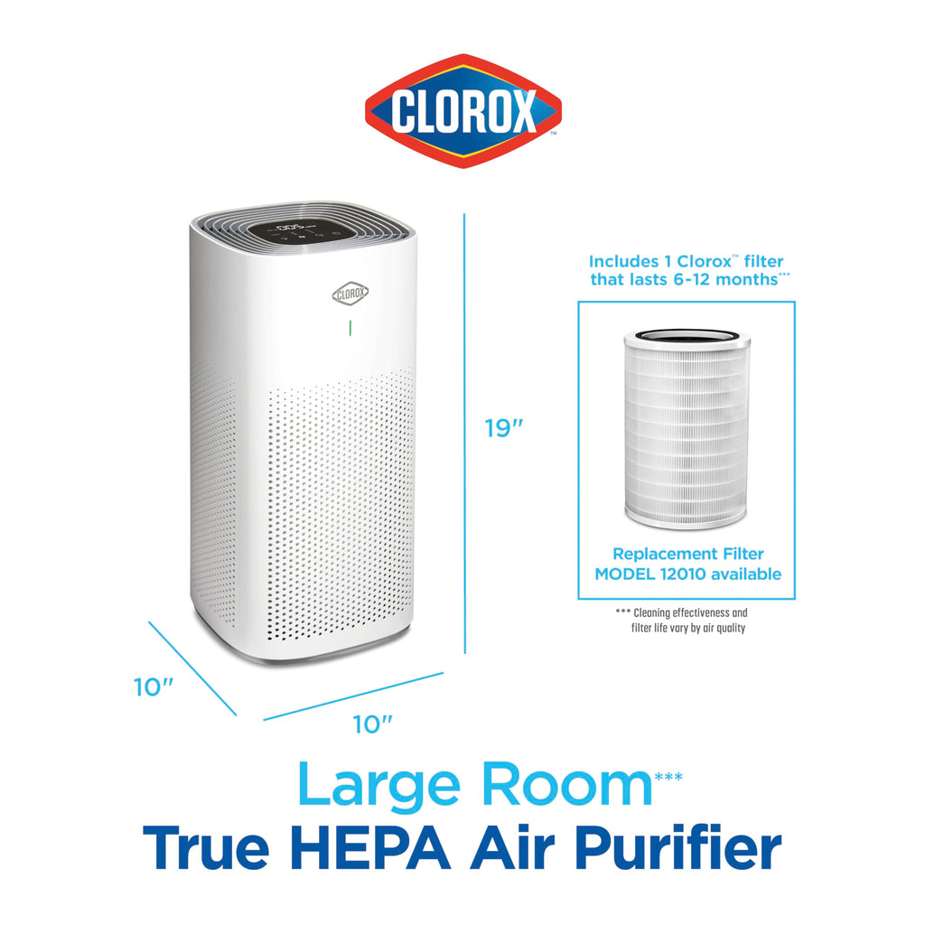 Clorox Medium Room Air Purifiers for Bedroom Home, True HEPA Filter