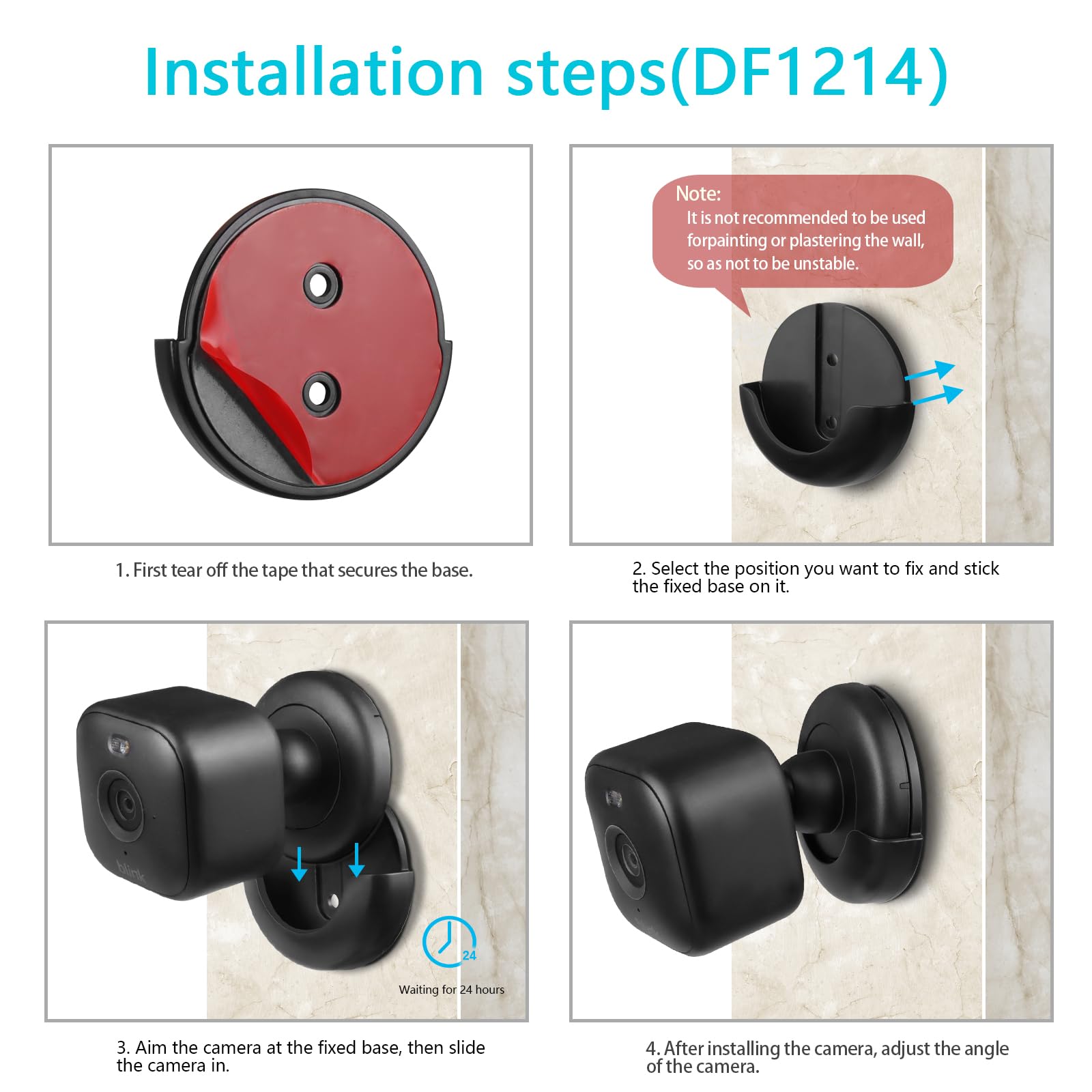 Power Adhesive Wall Mount for Blink mini 2 Camera,Wall Mount for Blink Mini 2 Camera,No Drill No Screws Mount（3pack-Black）