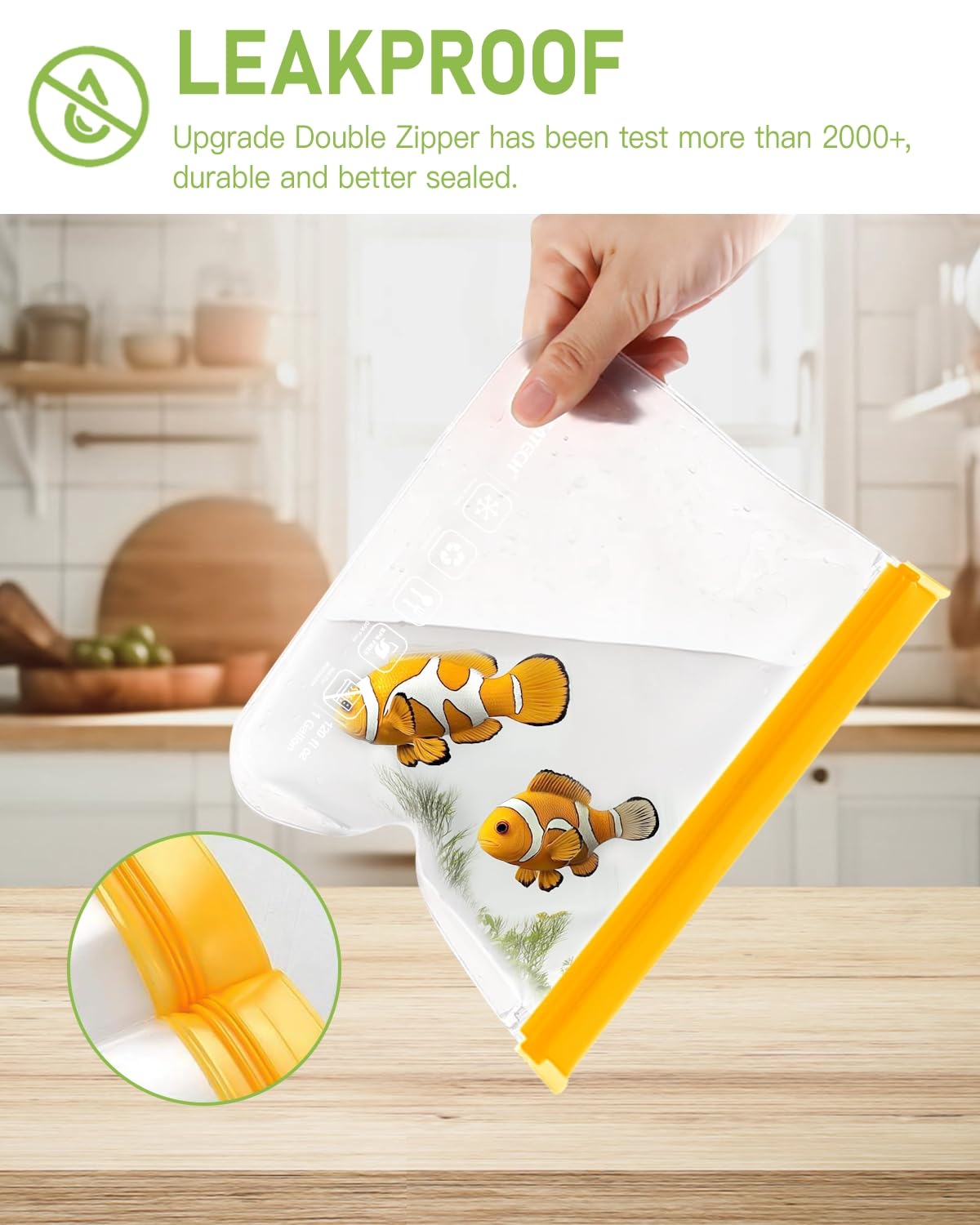 IDEATECH 20Pack Reusable Bags Dishwasher Safe, Leakproof Reusable Freezer Bags, BPA Free Healthy Food Storage Contaizers Sandwich Snack Baggies for Lunch Travel(8 Gallon 6 Quart 6 Snack,Colored)