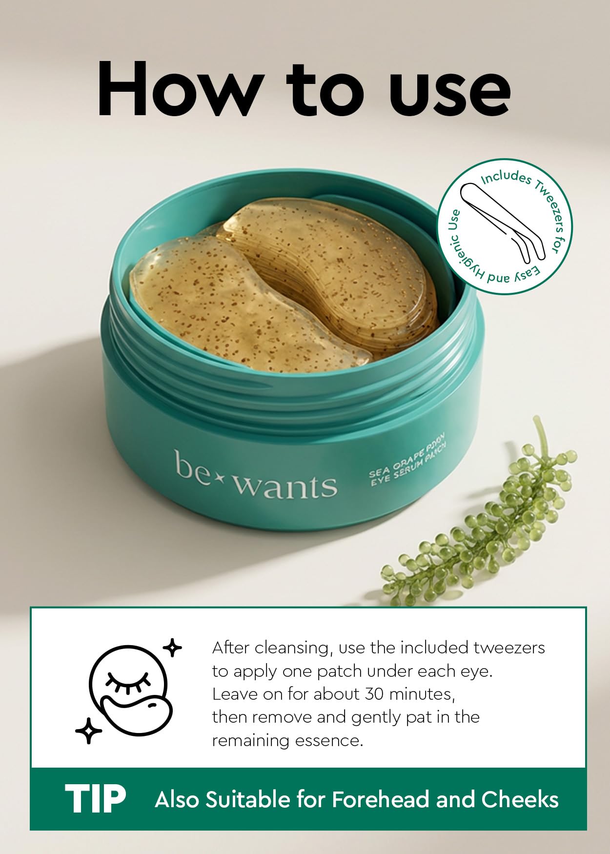 bewants Deep Toning Glutathione Eye Serum Patch | Korean Retinol and Caffeine Eye Patches | Advanced Glutathione Skincare Gel Patch | 60 Undereye Mask Patches