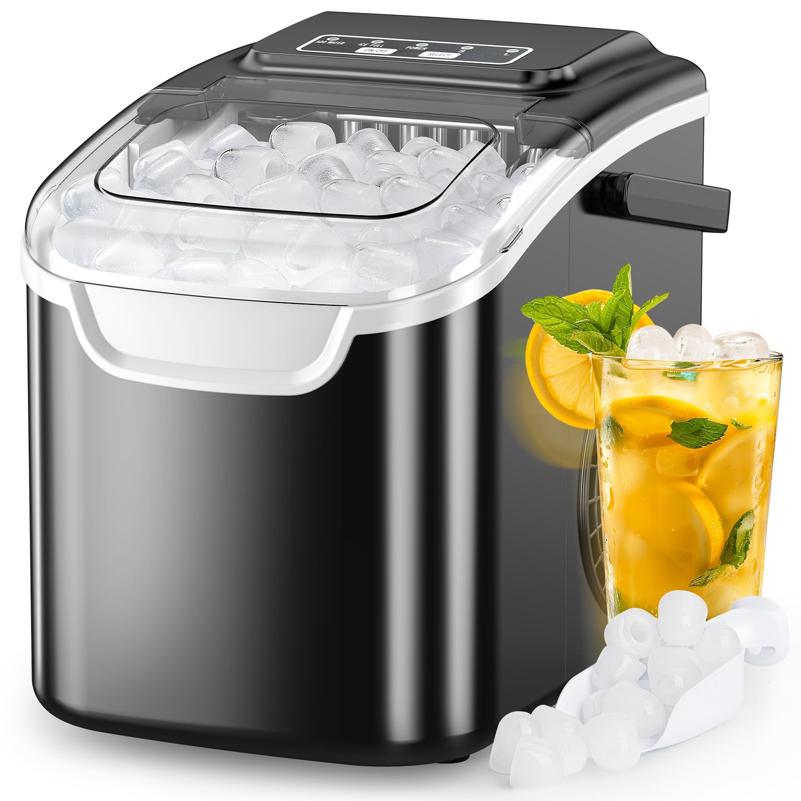COWSAR Ice Maker Countertop, Portable Ice Machine with Self-Cleaning, 26.5 lbs/24Hrs, 8 Ice Cubes in 6 Mins, Ice Basket and Scoop, Ideal for Home, Kitchen, Bar, Camping