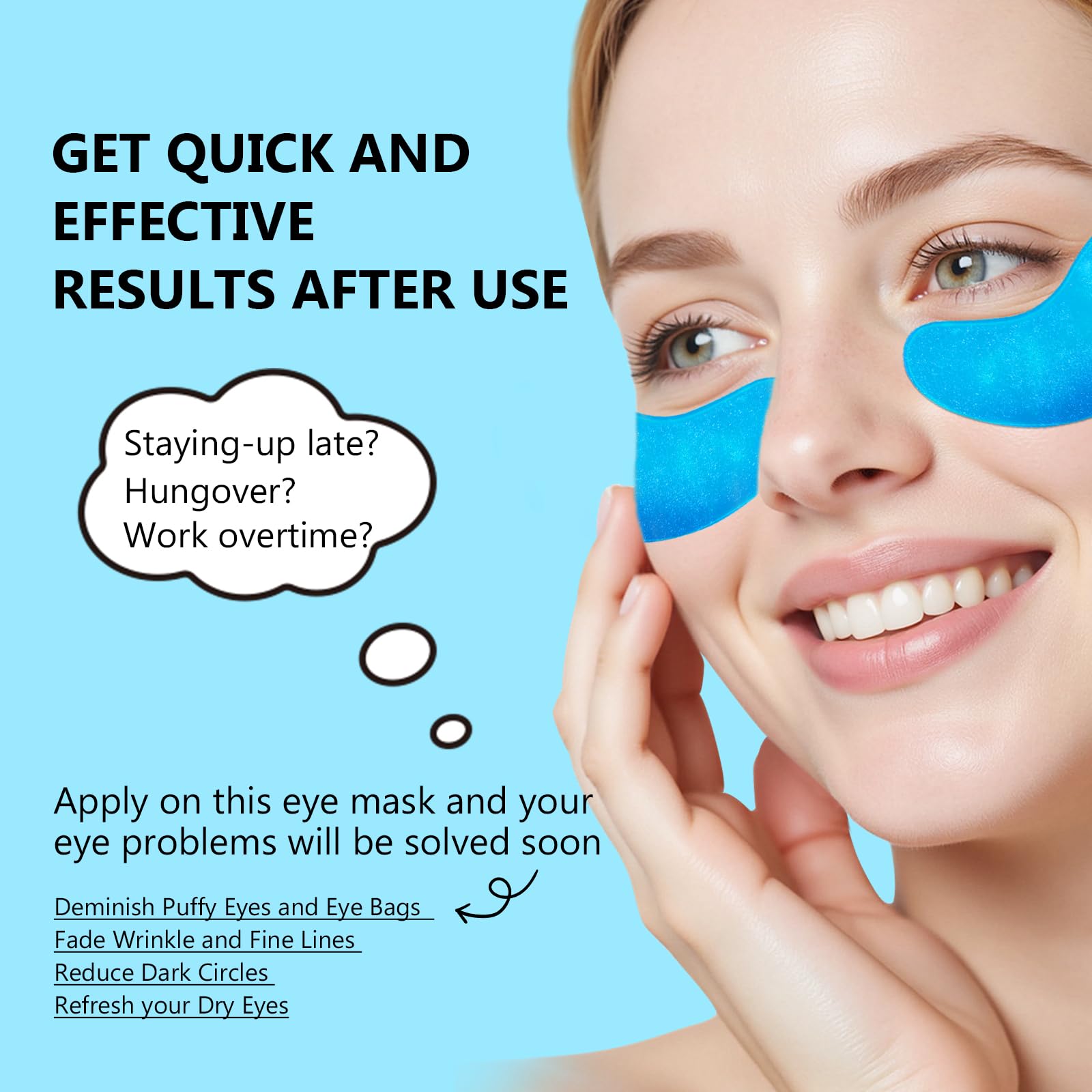 30 Pairs Gel Collagen Eye Pads,Crystal Collagen Under Eye Mask for Moisturizing,Reducing Fine Lines&Dark Circles& Puffy Eyes Under Eye Patch for Women Men, Black