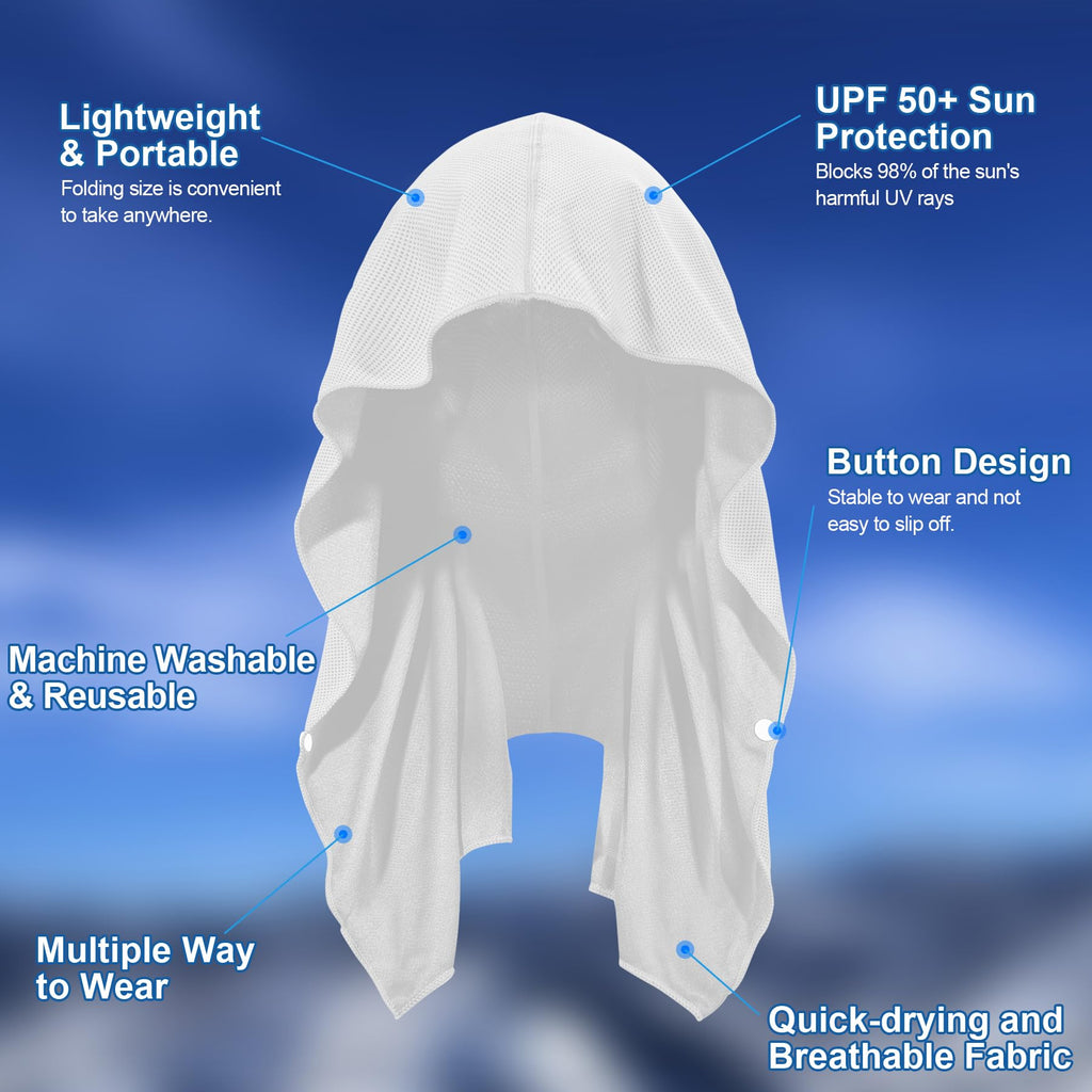 Sukeen Cooling Hoodie Towel, Cooling Towels for Neck and Face Quick Drying Absorbent, UV Protection Cooling Neck Wraps, Sport Workout Camping Cycling Cooling Towel