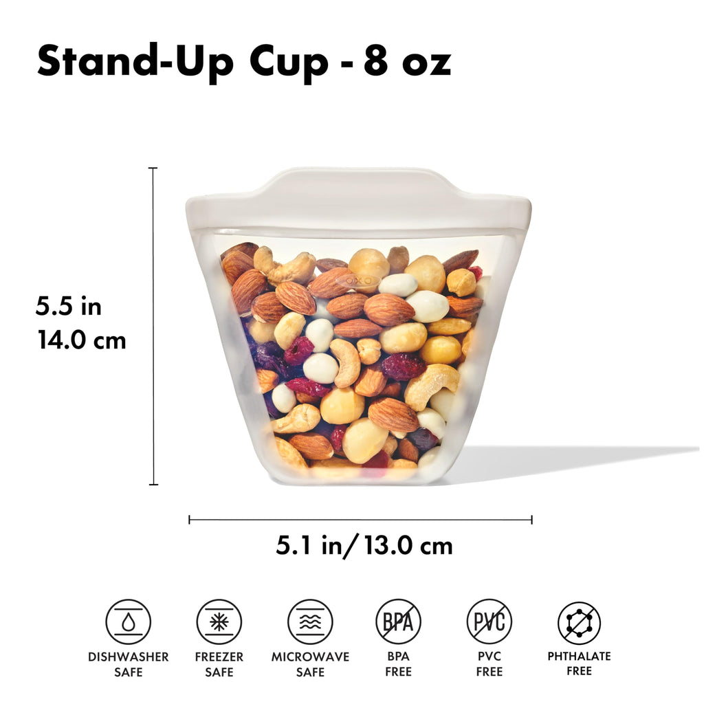 OXO Good Grips Silicone Reusable Bag – Stand-Up Snack (12 oz) – Oat