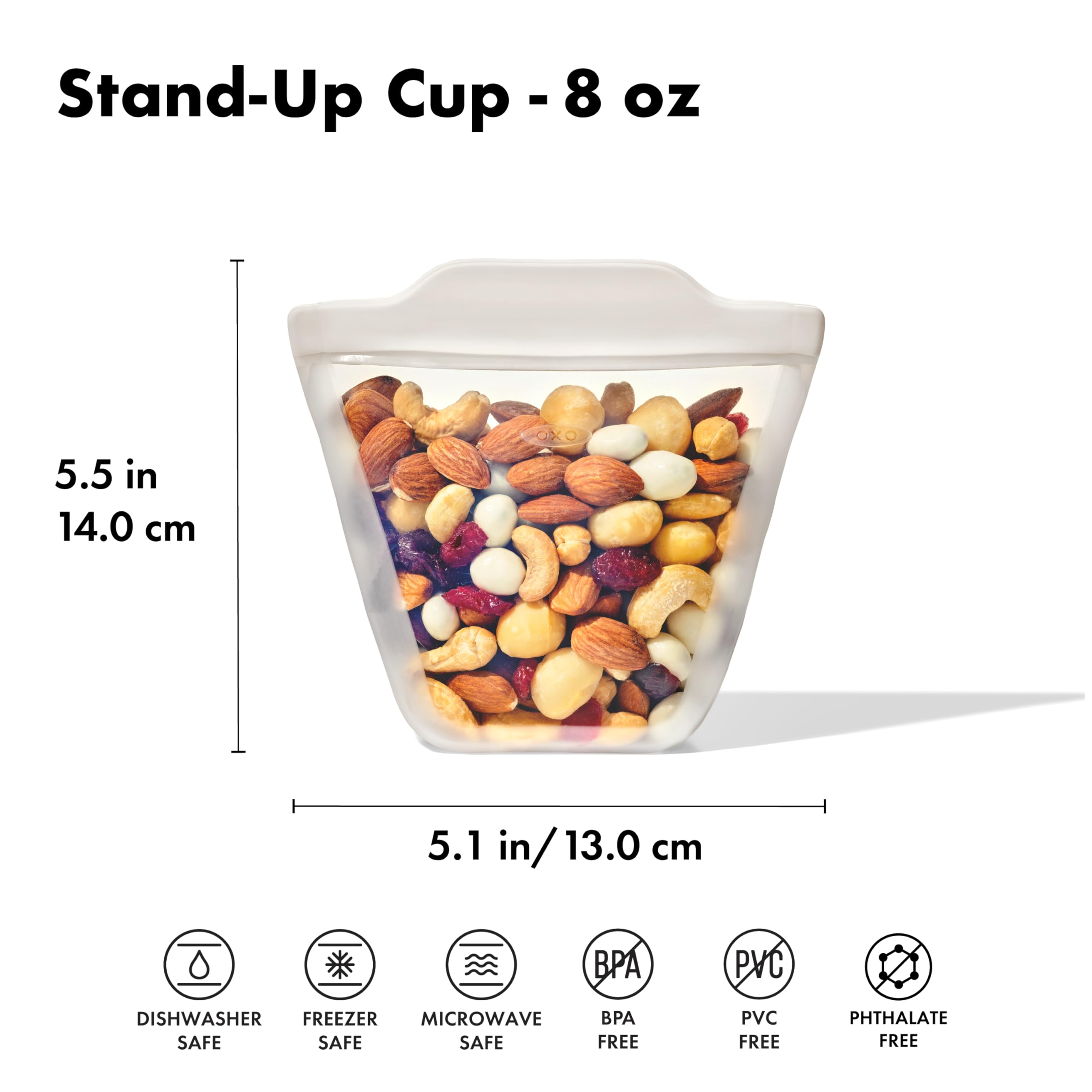OXO Good Grips Silicone Reusable Bag – Stand-Up Snack (12 oz) – Oat