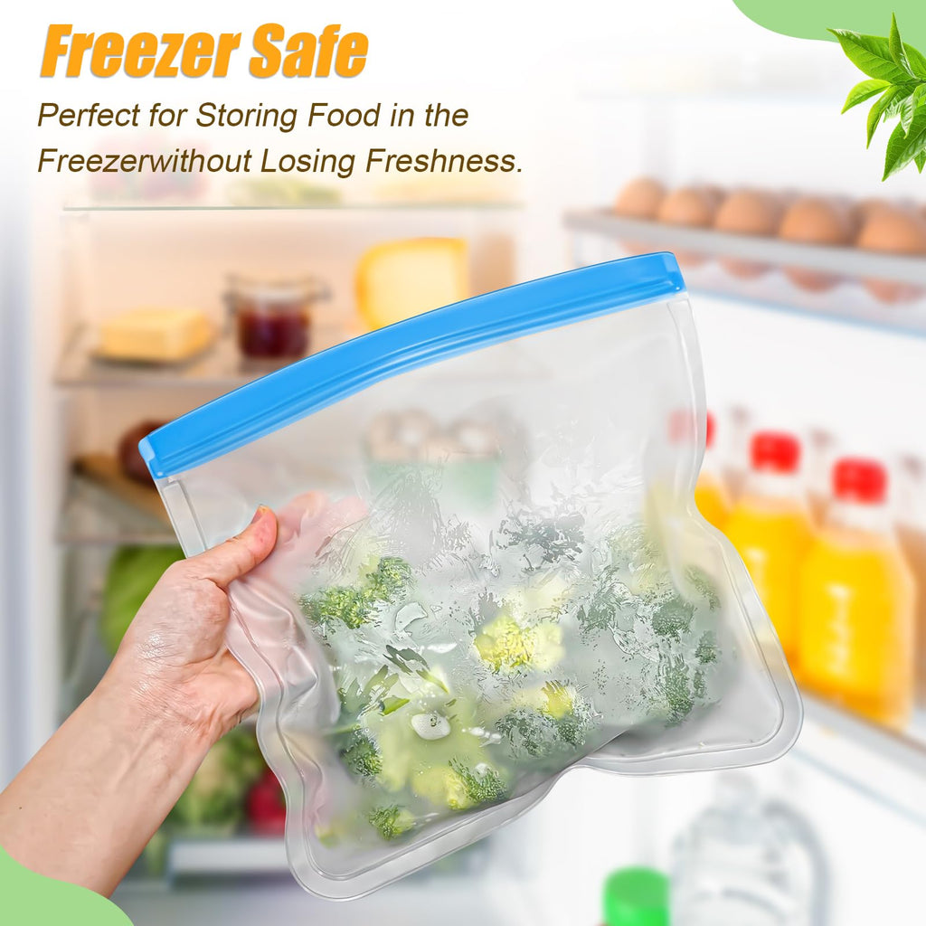Reusable Silicone Food Storage Bags, 10 Pack 4 Size Leak proof Dishwasher Safe Reusable Freezer Bags for Food Storage Containers, Lunch Bag for Sandwich, Marinate Meat, Fruit