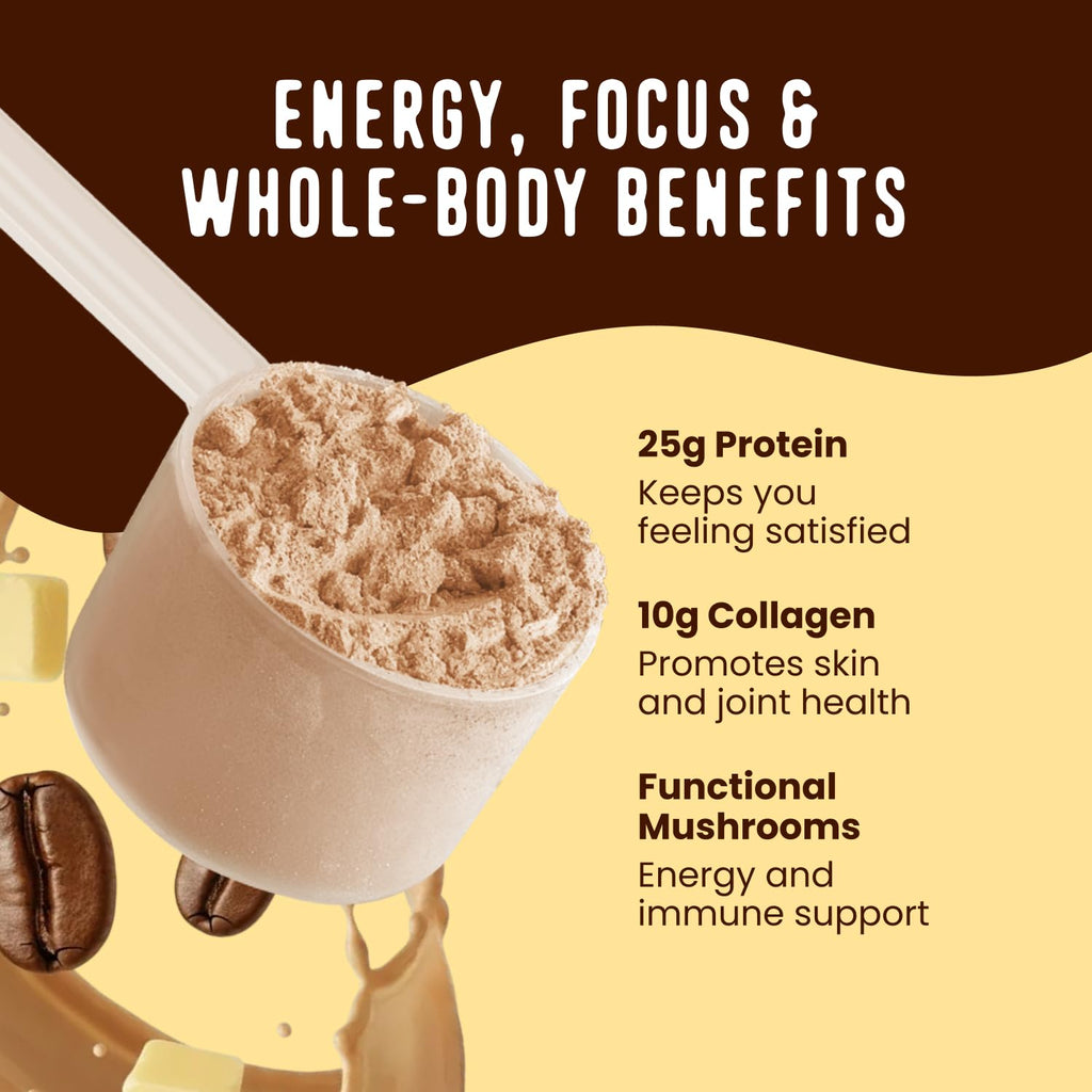 FlavCity All in One Protein Shake Powder, Pineapple Coconut - On the Go Meal Alternative + Collagen Peptides, Reishi & Cordyceps - Focus, Skin, Hair & Joint Support - 100% Grass Fed Whey, 20 Servings