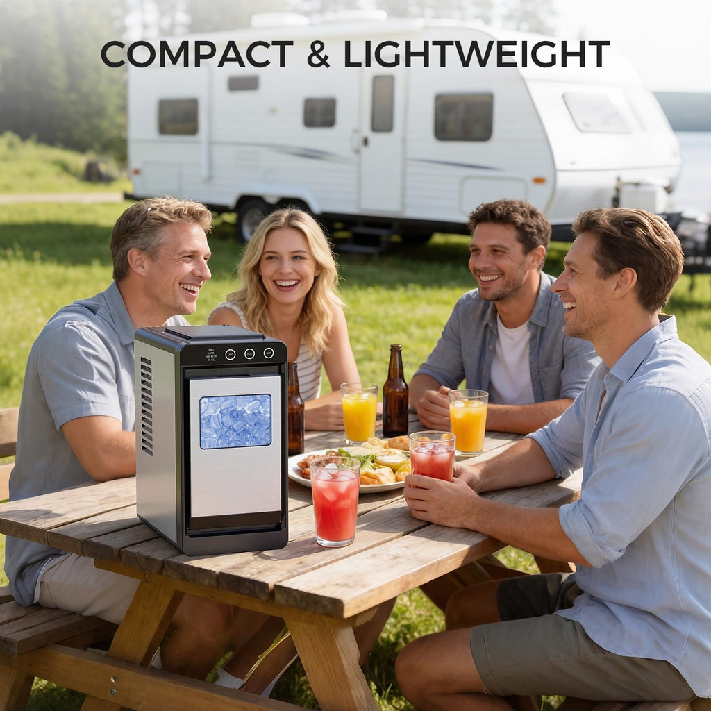 COWSAR Ice Maker Countertop, Portable Ice Machine with Self-Cleaning, 26.5 lbs/24Hrs, 8 Ice Cubes in 6 Mins, Ice Basket and Scoop, Ideal for Home, Kitchen, Bar, Camping