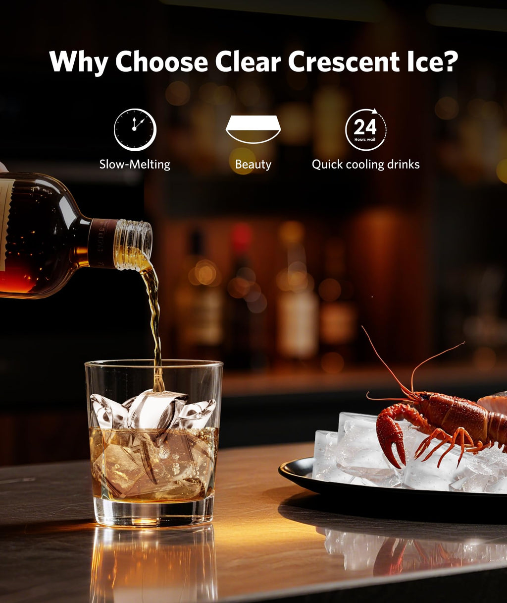 COWSAR Ice Maker Countertop, Portable Ice Machine with Self-Cleaning, 26.5 lbs/24Hrs, 8 Ice Cubes in 6 Mins, Ice Basket and Scoop, Ideal for Home, Kitchen, Bar, Camping