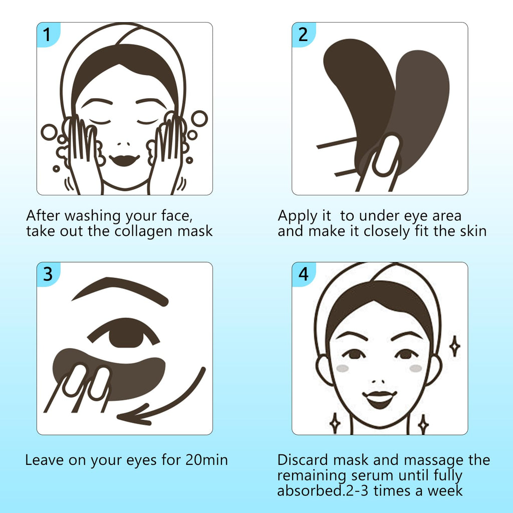 30 Pairs Gel Collagen Eye Pads,Crystal Collagen Under Eye Mask for Moisturizing,Reducing Fine Lines&Dark Circles& Puffy Eyes Under Eye Patch for Women Men, Black