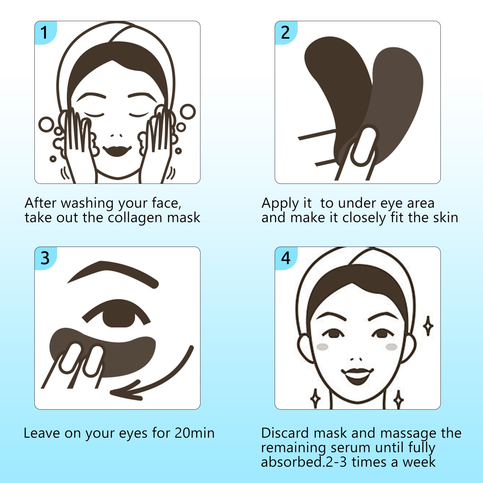 30 Pairs Gel Collagen Eye Pads,Crystal Collagen Under Eye Mask for Moisturizing,Reducing Fine Lines&Dark Circles& Puffy Eyes Under Eye Patch for Women Men, Black