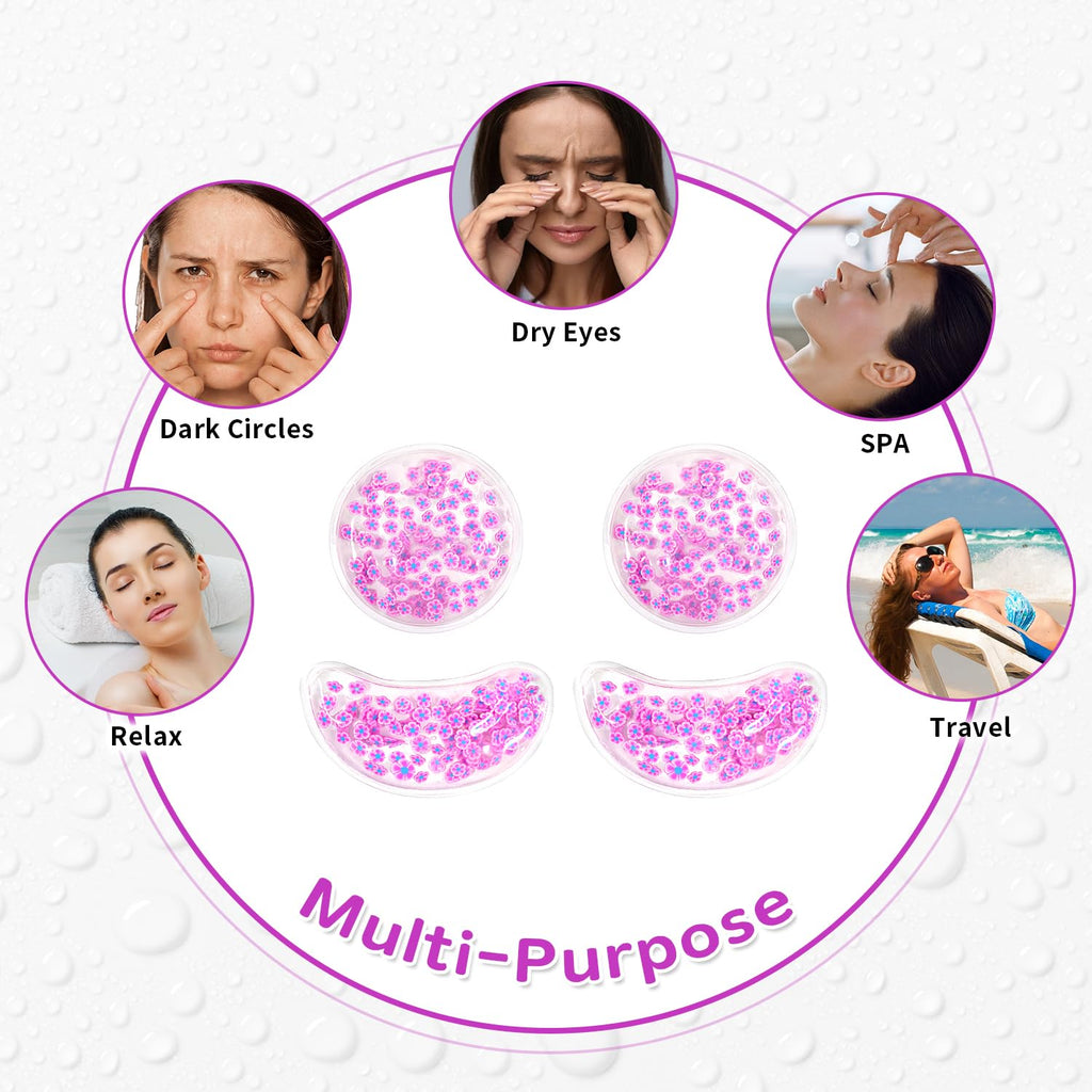 4PCS Gel Eye Ice Pack Set Reusable, Cold and Hot Compress for Eyes, Ice Pack for Eyes, Cooling Eye Pads for Eye Strain, Swelling, Redness, Dark Circles, Puffy Eyes, and Eye Recovery Surgery.