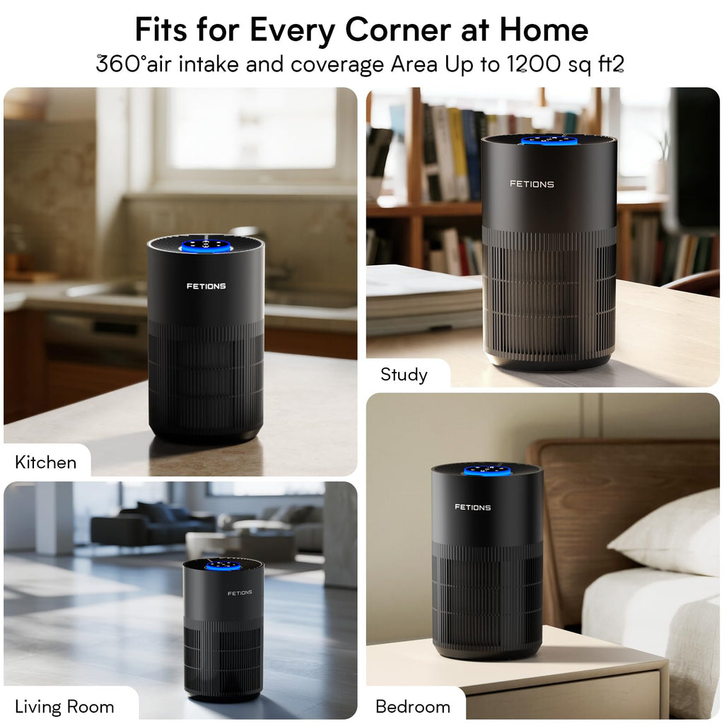 Air Purifiers for Bedroom Home up to 1200Ft², Small Air Purifier for Bedroom, H14 HEPA Air Purifiers for Home Pets,with Sleep Mode, 3 Speeds, Timer, Aroma Function