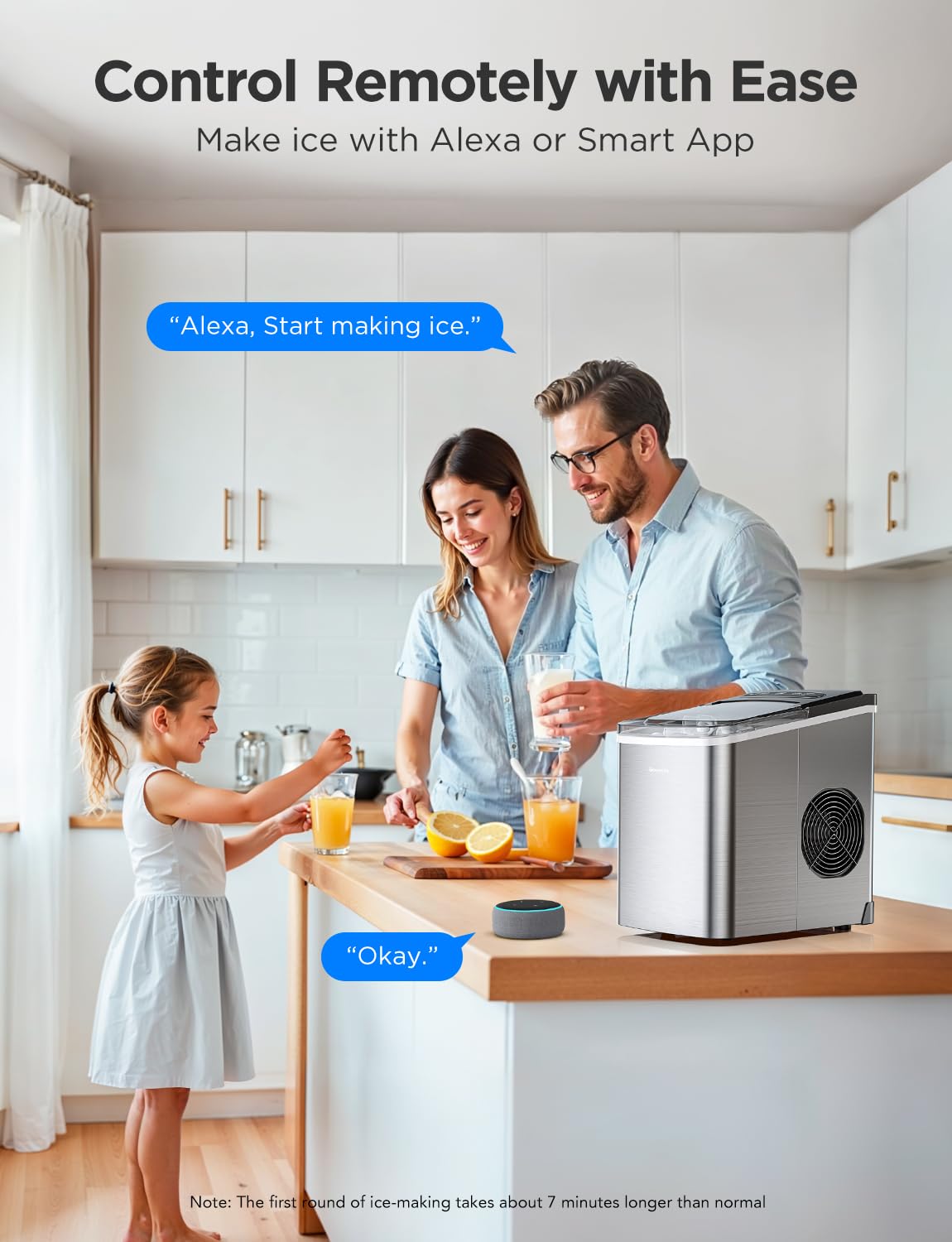 GoveeLife Smart Countertop Ice Makers, Portable Ice Maker Machine with Self-Cleaning, 6 Mins 9 Bullet Ice, 26lbs/24Hrs, Voice Remote for Home Kitchen Party Camping, with Ice Scoop Stainless Silver | Ice Maker with 26lbs/Day, App and Voice Control, Self-Cl