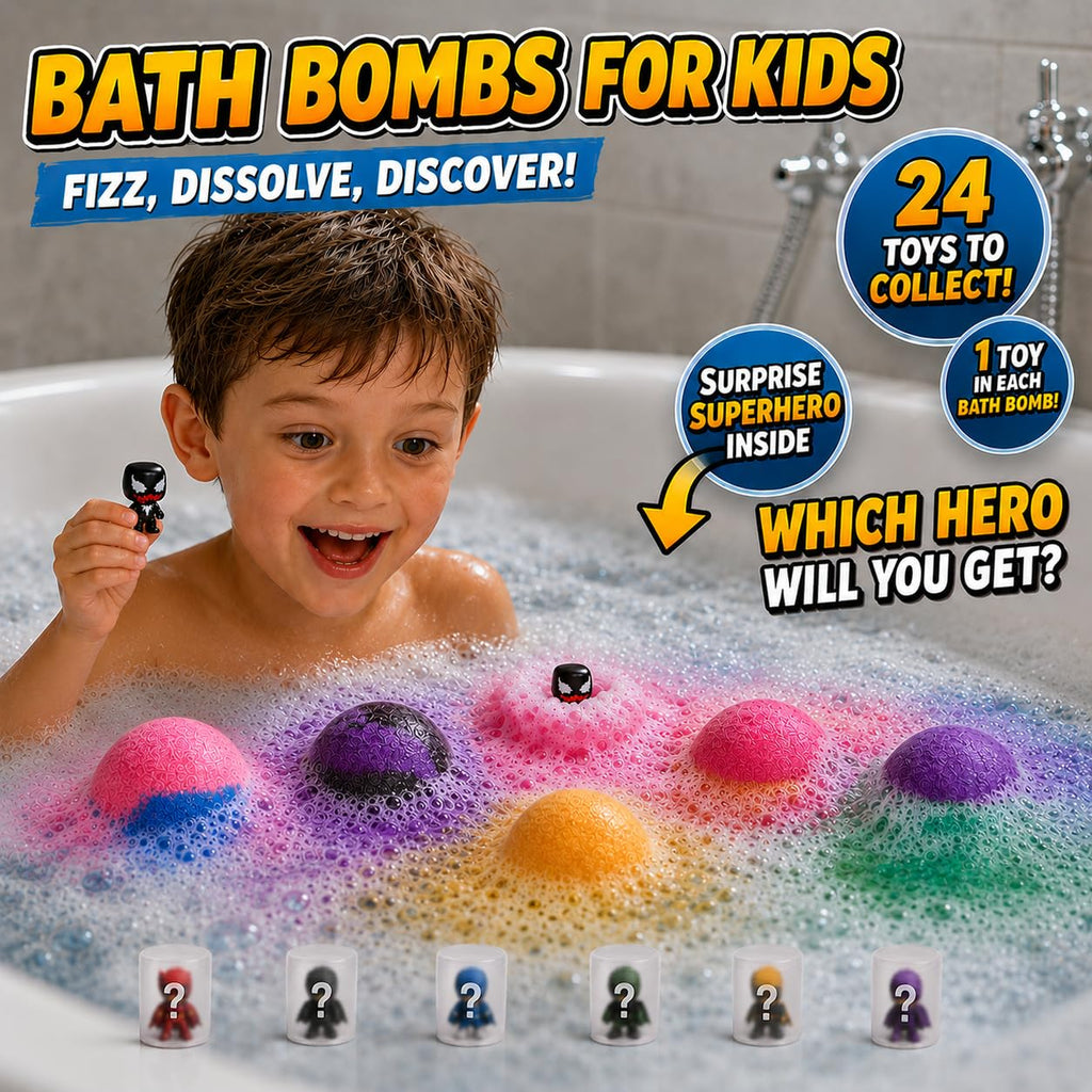EvolutionUSA Refresh Bath Bombs for Women & Kids – 24 Bath Bombs Mini Sized, Organic Bathbomb Set, Women & Kids Bath Fizz, Luxury Gift for Mother’s Day, Easter, Valentines, Birthday or Self Care