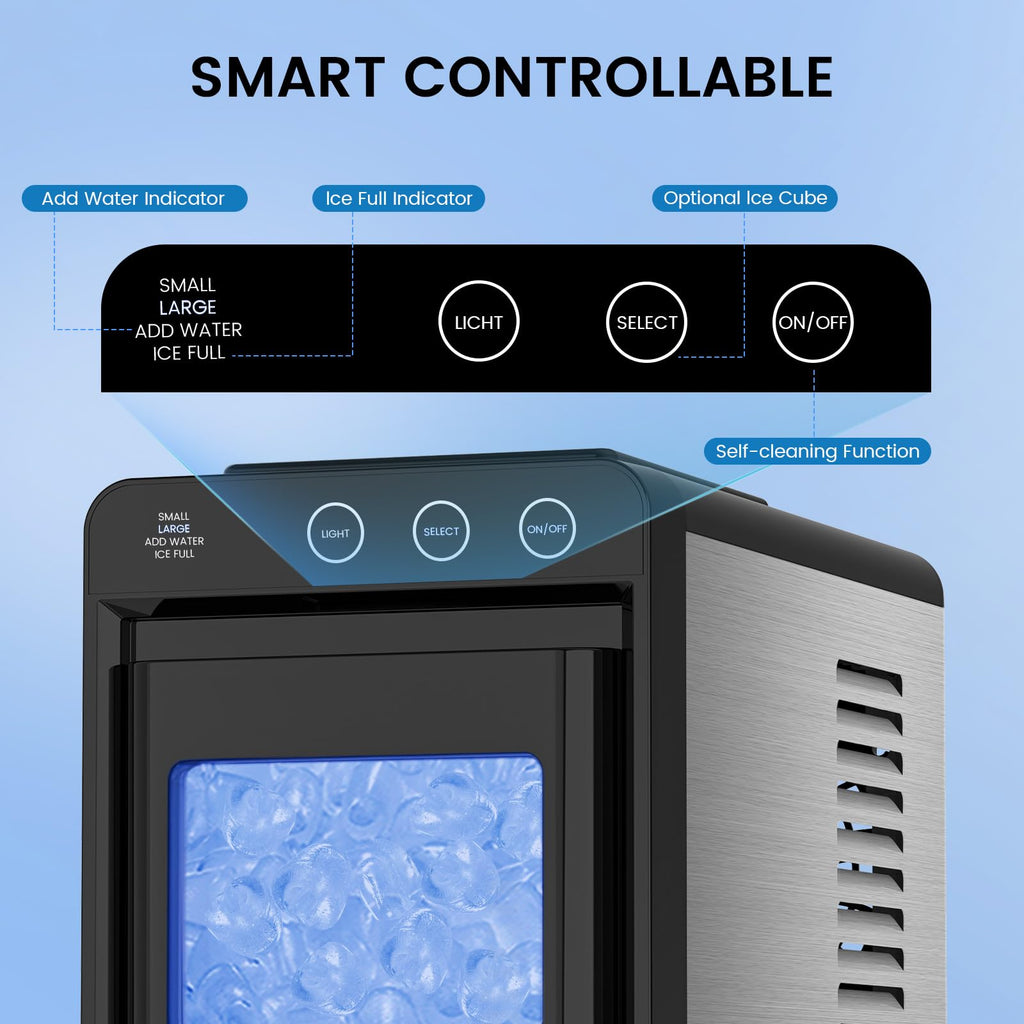 COWSAR Ice Maker Countertop, Portable Ice Machine with Self-Cleaning, 26.5 lbs/24Hrs, 8 Ice Cubes in 6 Mins, Ice Basket and Scoop, Ideal for Home, Kitchen, Bar, Camping