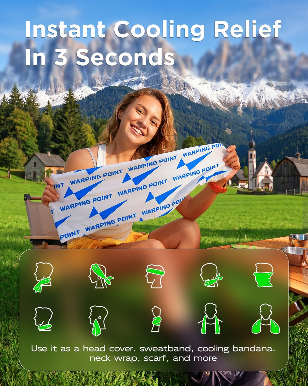 CoolRush Towel for Body–10 Pack Individually Wrapped Cooling Wipes | Instant Cooling Neck Wrap, Alcohol-Free Sweat Cooling Towel for Adults | Reusable, Travel, Gym, Music Festival, Camping Essentials