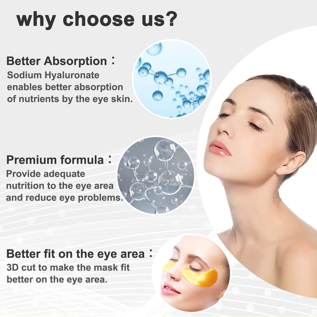 30 Pairs Gel Collagen Eye Pads,Crystal Collagen Under Eye Mask for Moisturizing,Reducing Fine Lines&Dark Circles& Puffy Eyes Under Eye Patch for Women Men, Black