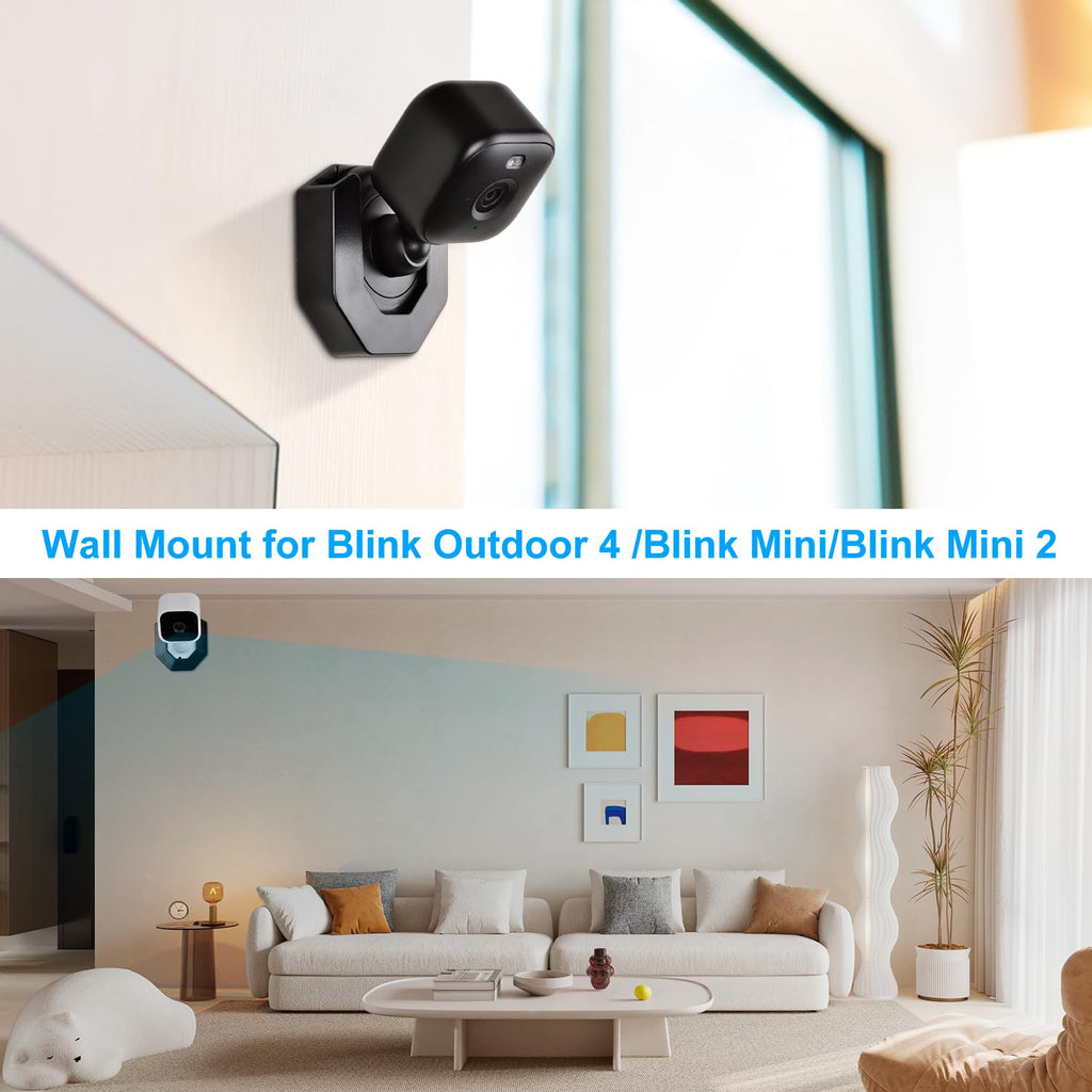 StartVision 3 Pack Blink Camera Wall Mount for Blink Outdoor 2K+ / Outdoor 4 /Mini 2K+/ Mini 2 / Mini/Blink Indoor Camera, No Drill No Screws Adhesive Wall Mount (Black)