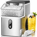 Kismile Nugget Ice Makers Countertop,35Lbs/24H,Portable Sonic Ice Machine with Self-Cleaning,One-Click Operation for Home/Office(Stainless Steels Silver)