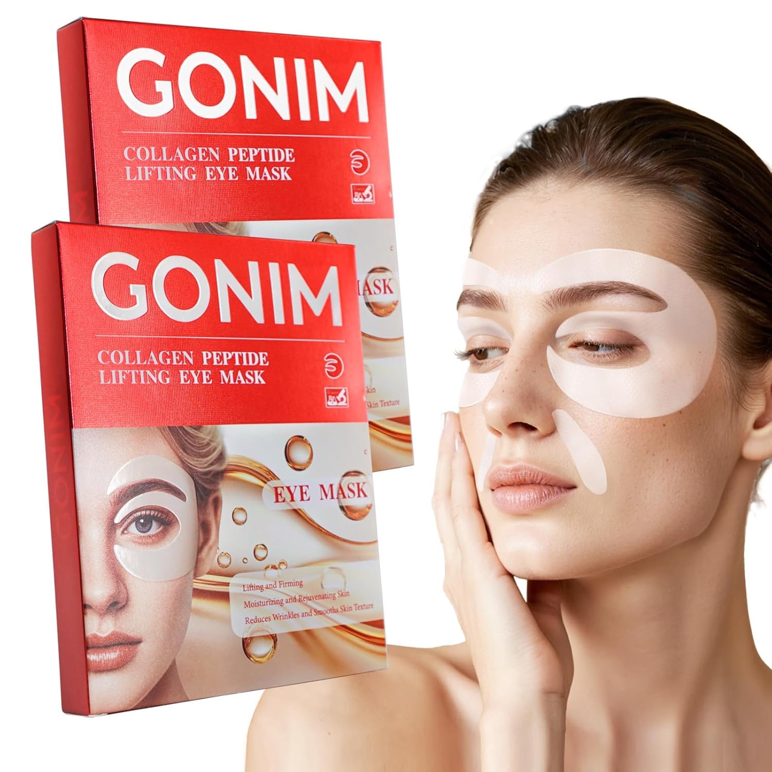 GONIM Under Eye Patches for Puffy Eyes and Dark Circles, Collagen, Eye Mask | Caffeine eye patches for women, retinol PDRN hydrogel under eye mask, hydrating care for dry fine lines, 360° fit, 4 pairs