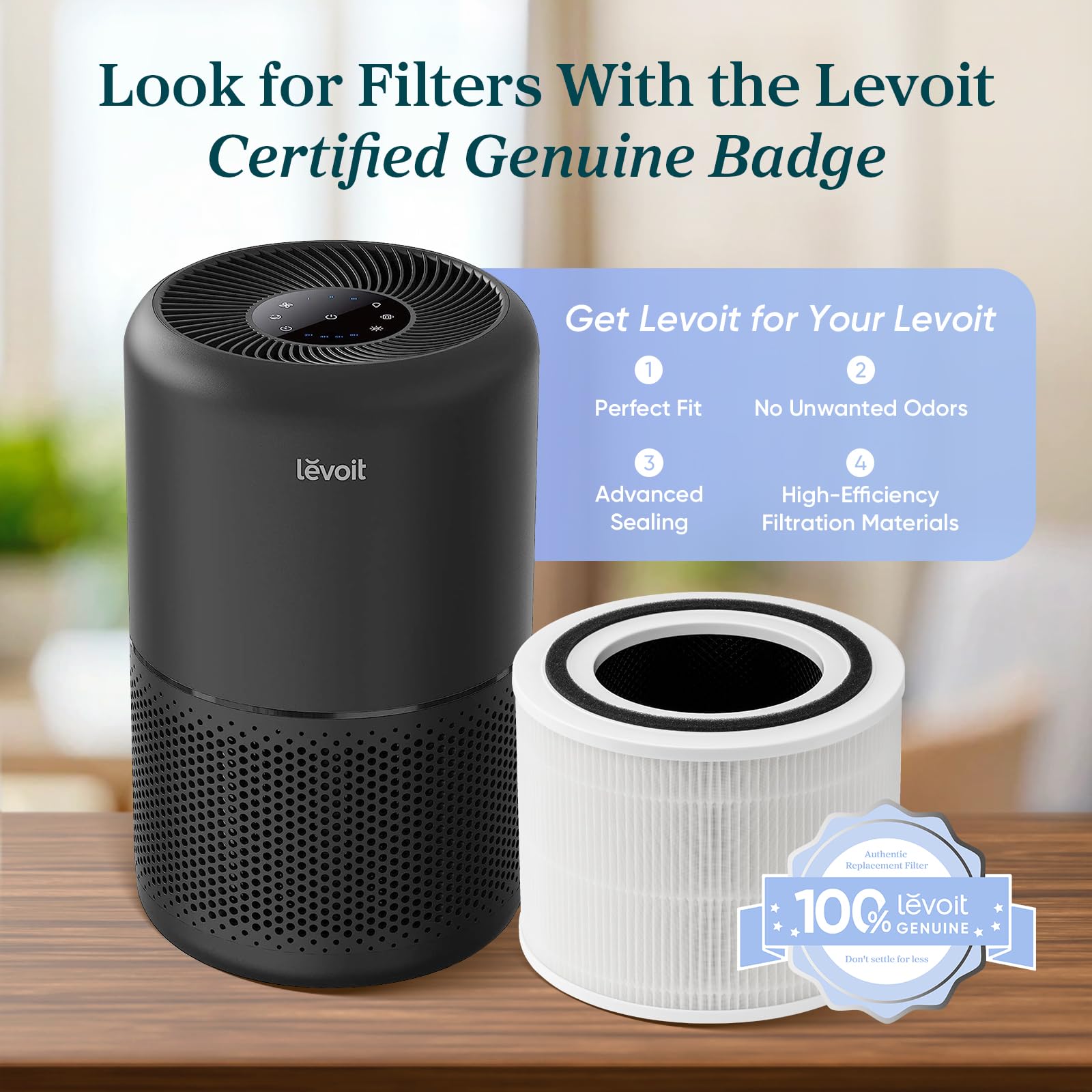 LEVOIT Air Purifier for Home Allergies Pet Hair in Bedroom, Covers Up to 1073 ft² by 56W High Torque Motor, AHAM VERIFIDE, 3-in-1 Filter with HEPA Sleep Mode, Remove Dust Smoke Odor, Core300-P, Black